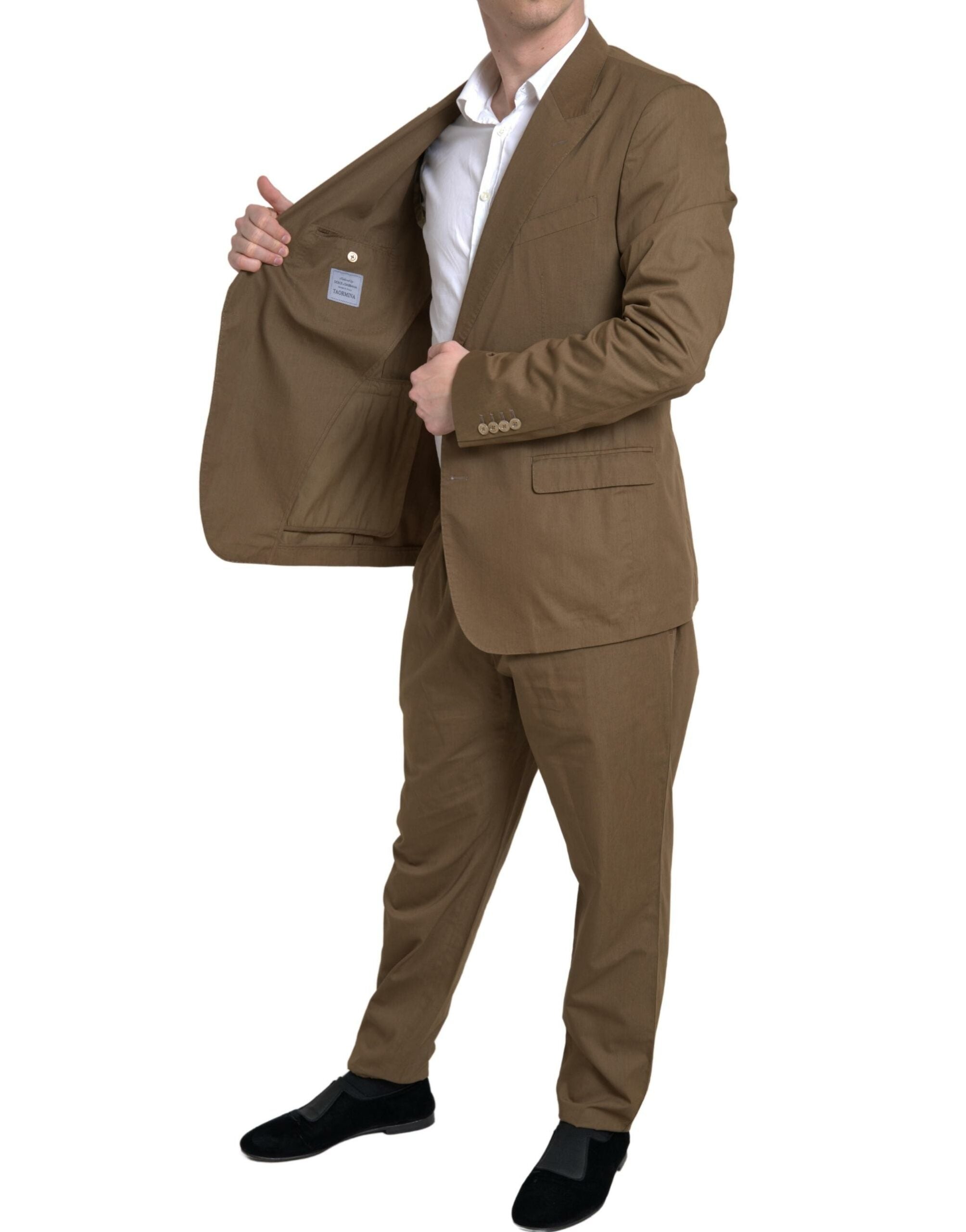 Dolce &amp; Gabbana Eleganter Taormina-Anzug aus brauner Seidenmischung