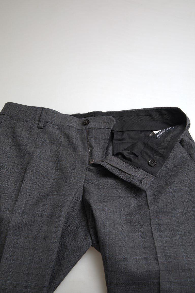 Dolce &amp; Gabbana – Eleganter, grau karierter Slim-Fit-Anzug