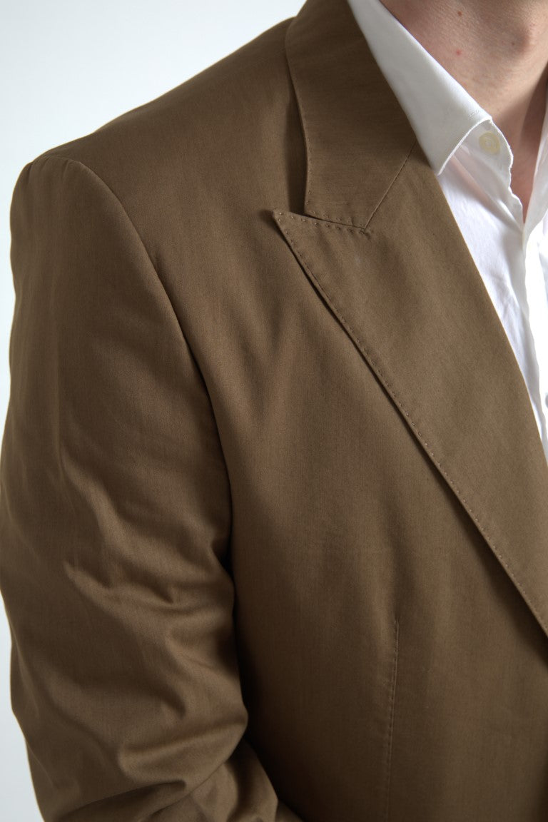 Dolce &amp; Gabbana Eleganter Taormina-Anzug aus brauner Seidenmischung