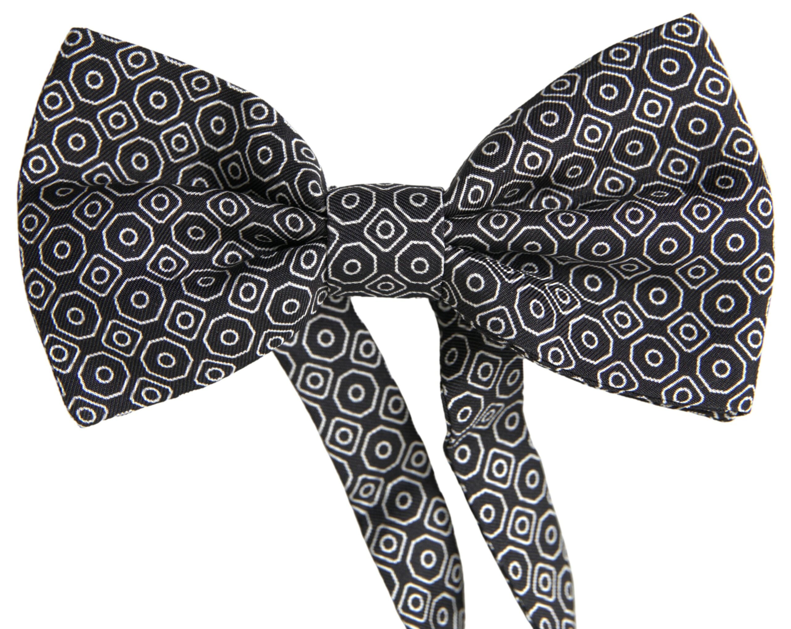 Dolce &amp; Gabbana Elegante schwarz-weiße Seidenfliege