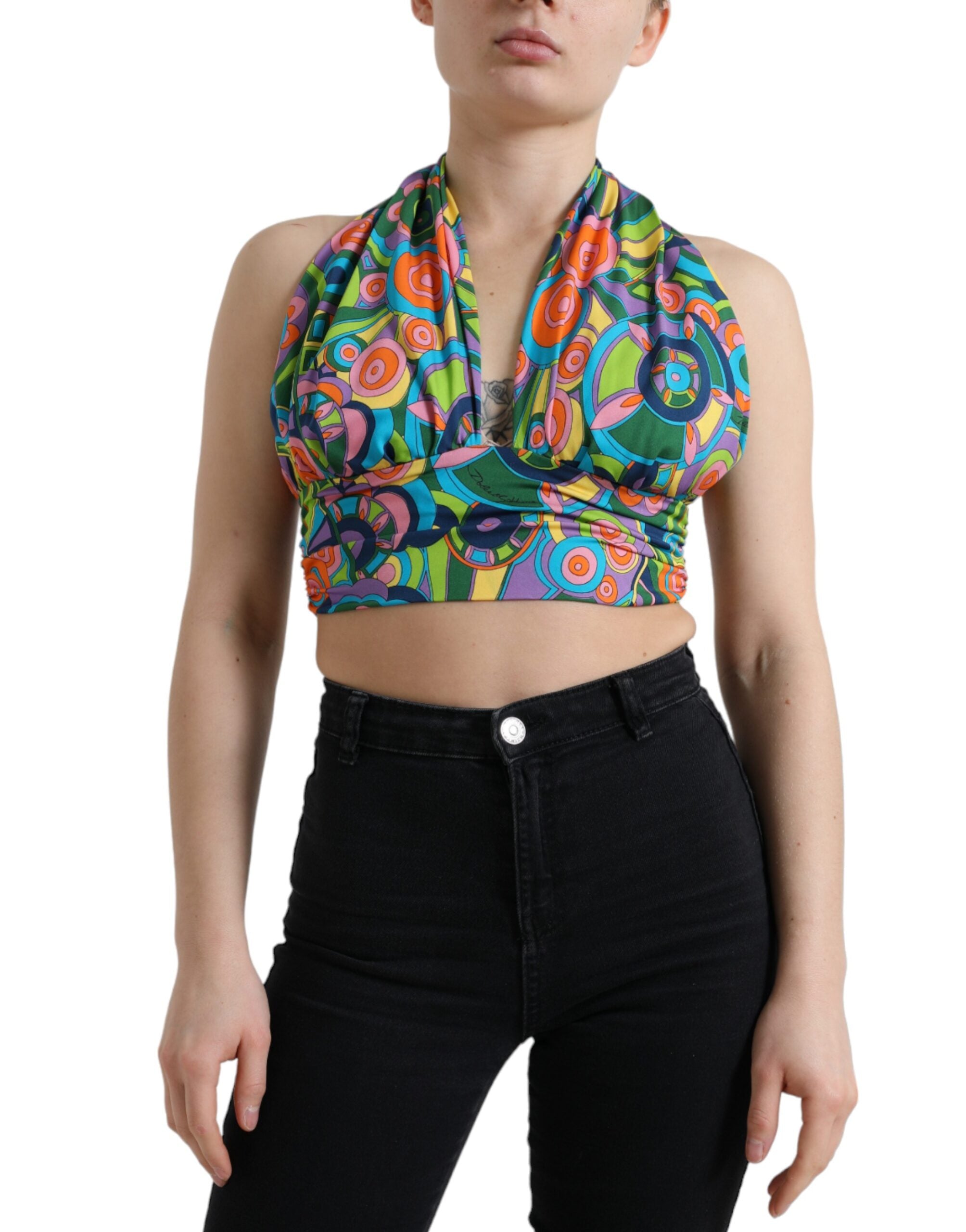Dolce &amp; Gabbana – Elegantes Neckholder-Crop-Top aus Seidenmischung