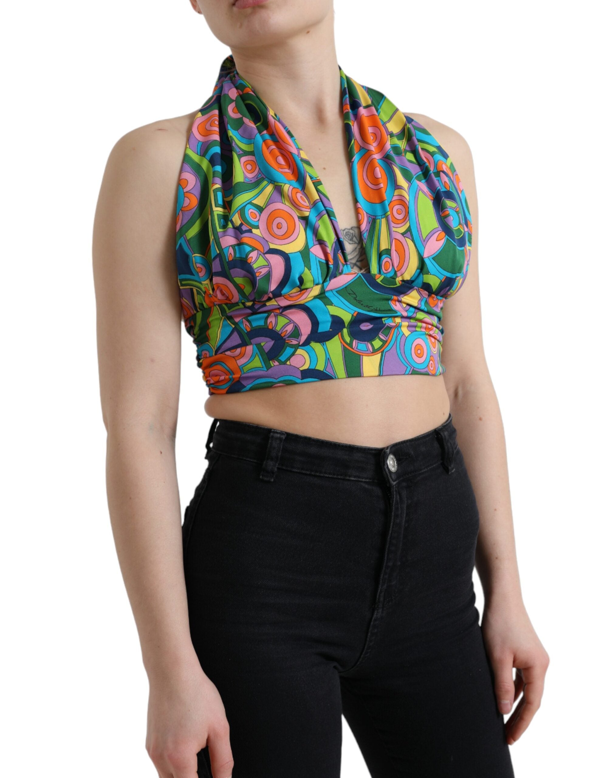 Dolce &amp; Gabbana – Elegantes Neckholder-Crop-Top aus Seidenmischung