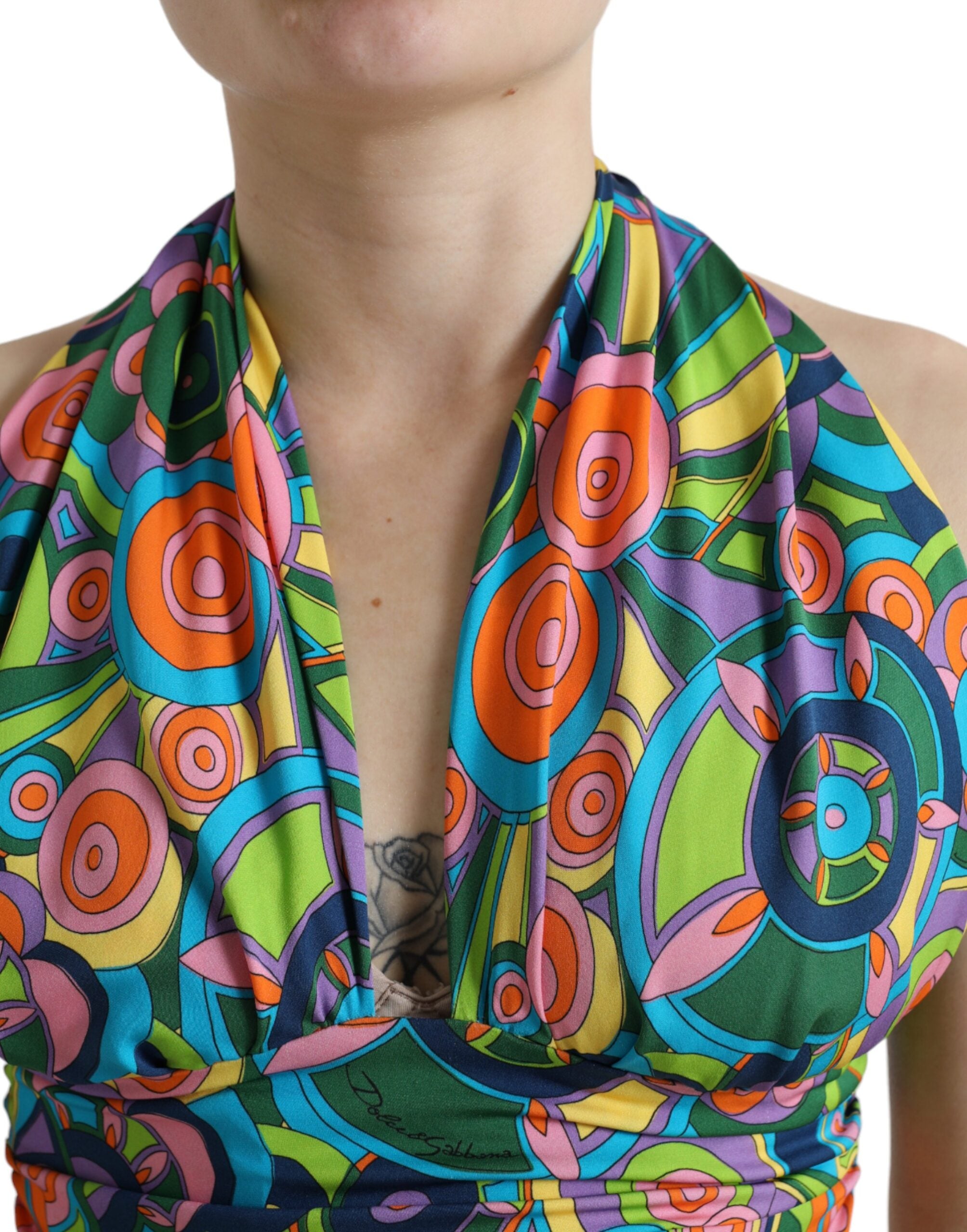 Dolce &amp; Gabbana – Elegantes Neckholder-Crop-Top aus Seidenmischung