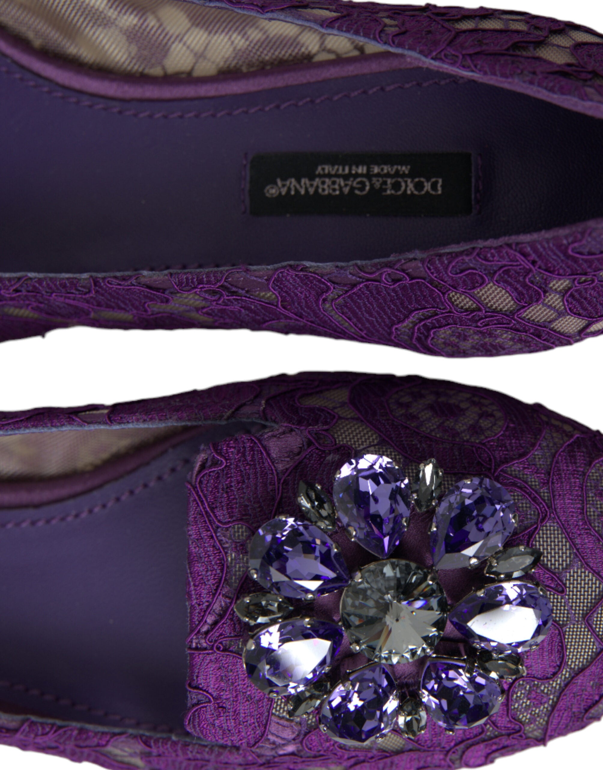 Dolce &amp; Gabbana Elegante flache Vally-Schuhe aus floraler Spitze