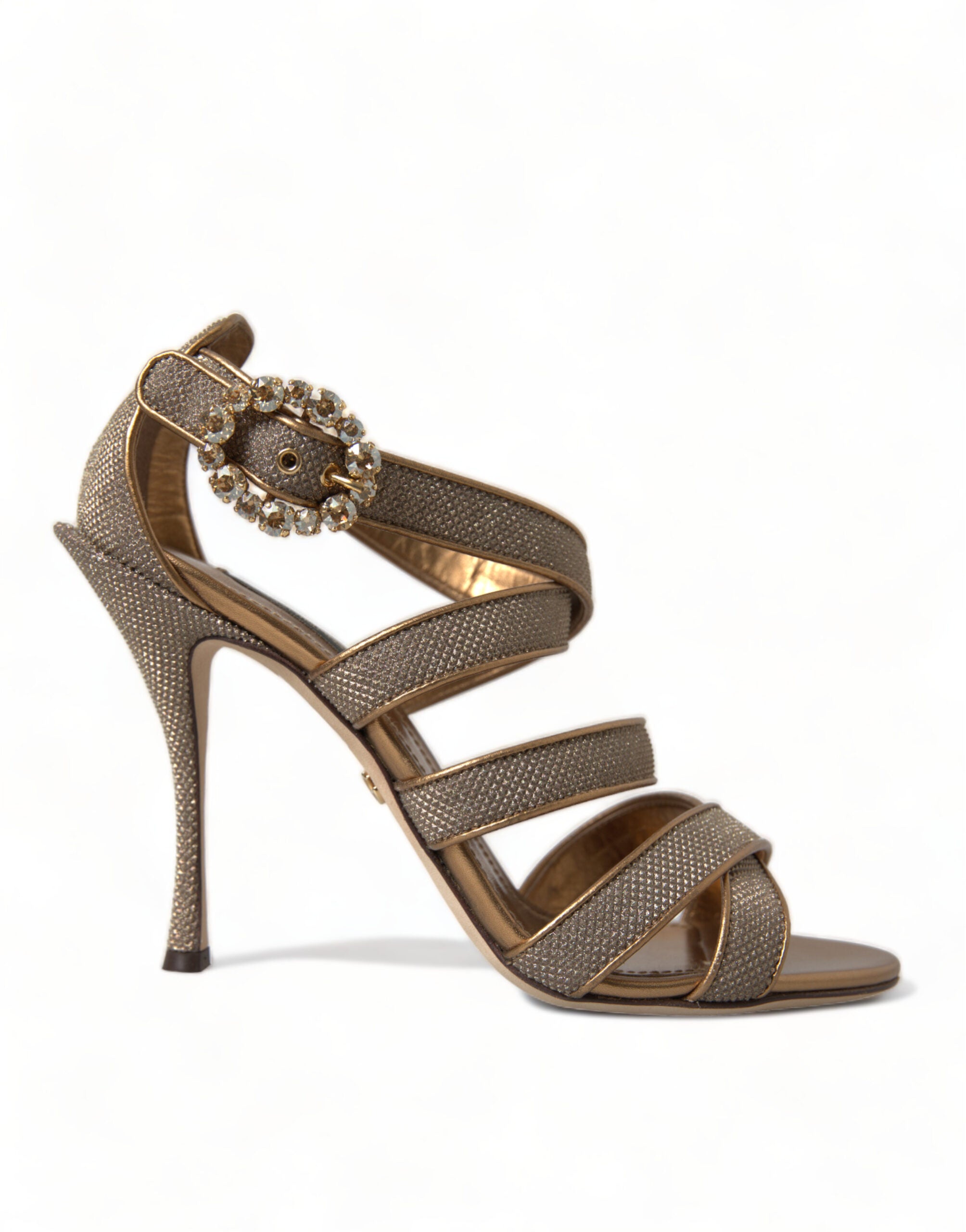 Dolce &amp; Gabbana Sandalen mit Stilettoabsatz und Kristallen in Bronze