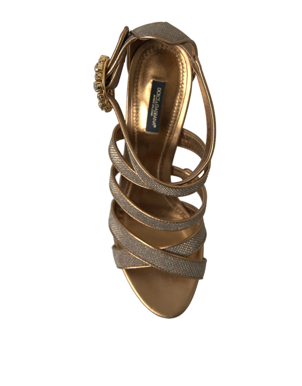 Dolce &amp; Gabbana Sandalen mit Stilettoabsatz und Kristallen in Bronze