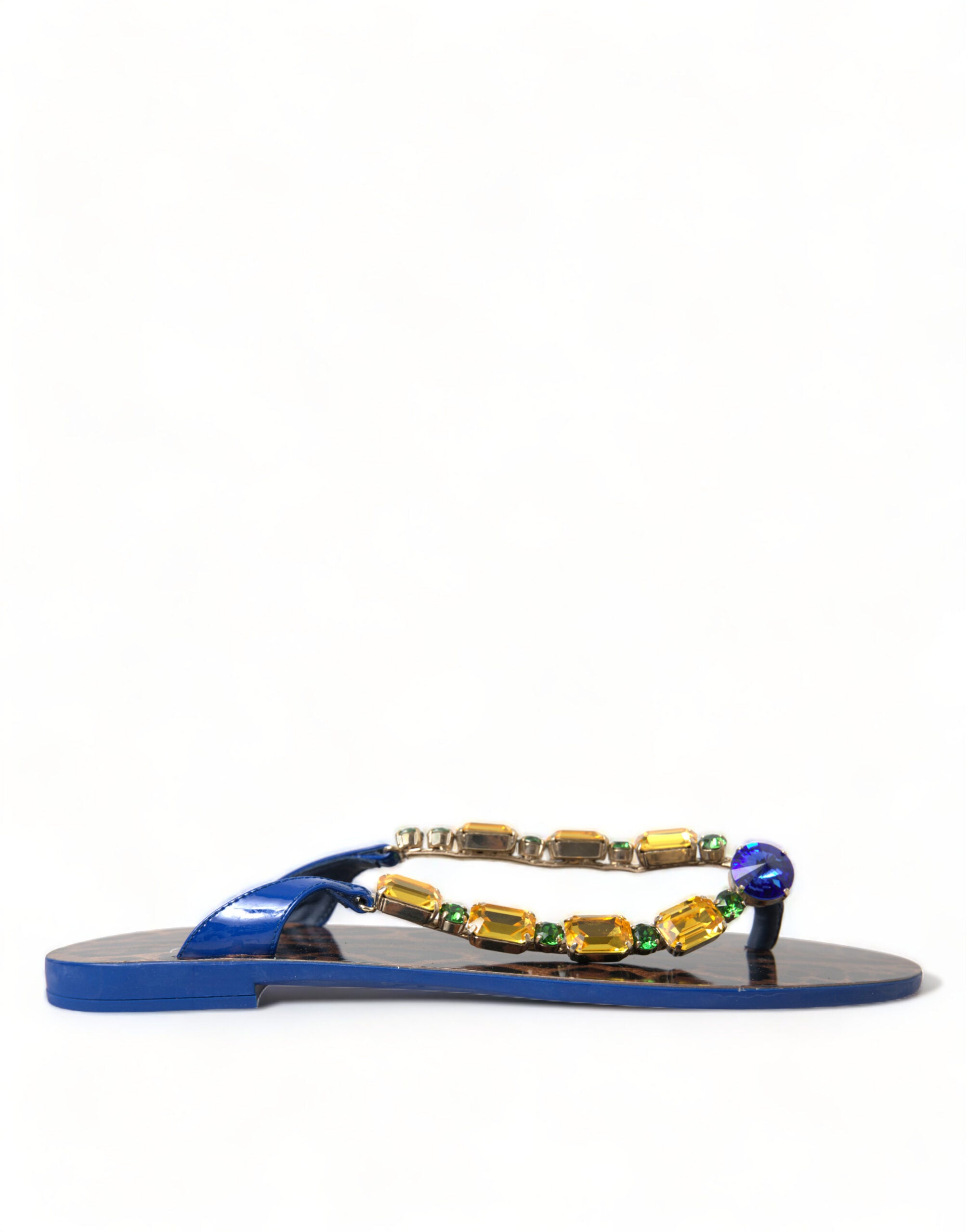 Dolce &amp; Gabbana Elegante flache Sandalen aus blauem Leder