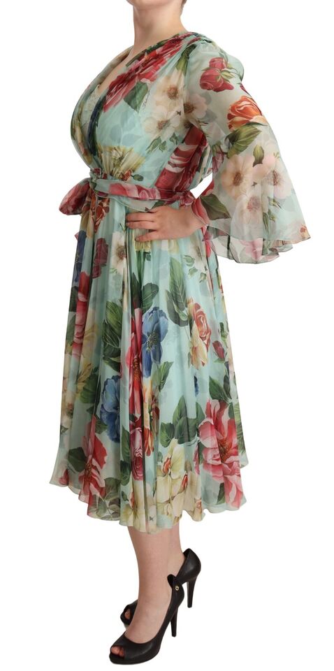 Dolce &amp; Gabbana – Midi-Wickelkleid aus Seide mit Blumenmuster