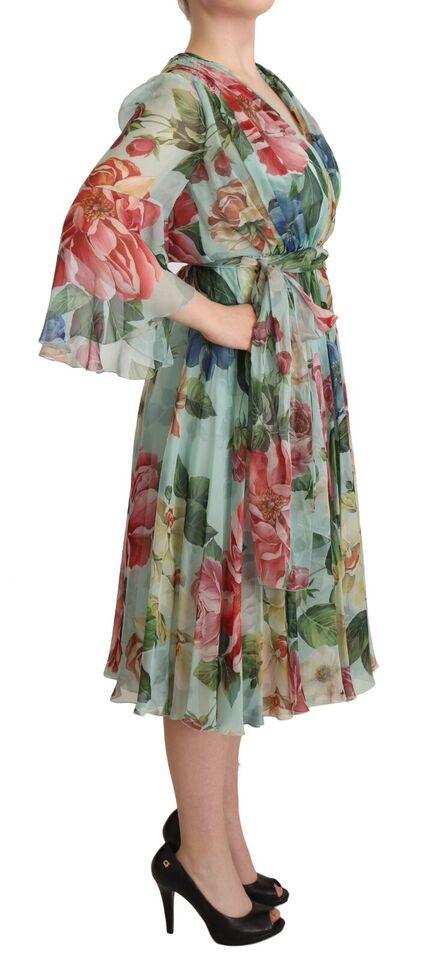 Dolce &amp; Gabbana – Midi-Wickelkleid aus Seide mit Blumenmuster