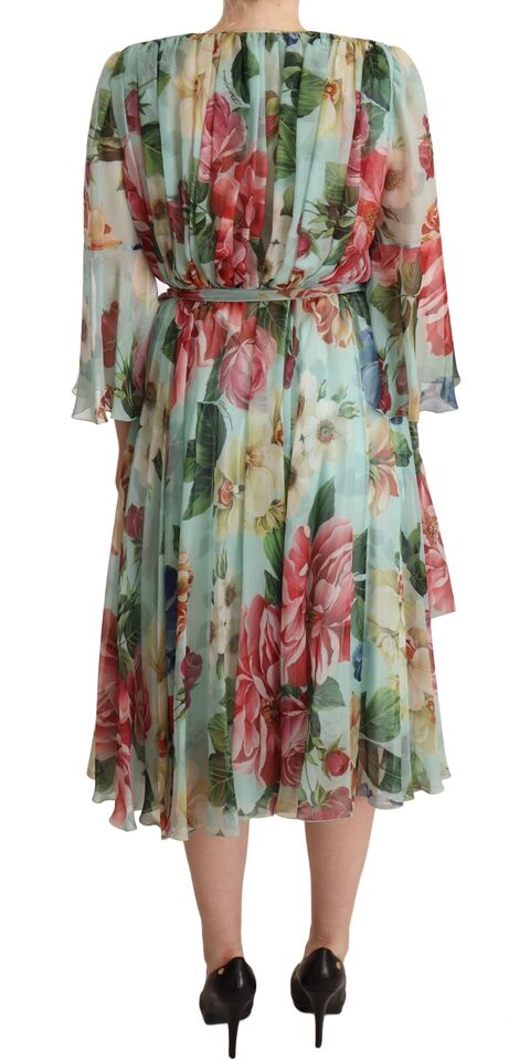 Dolce &amp; Gabbana – Midi-Wickelkleid aus Seide mit Blumenmuster
