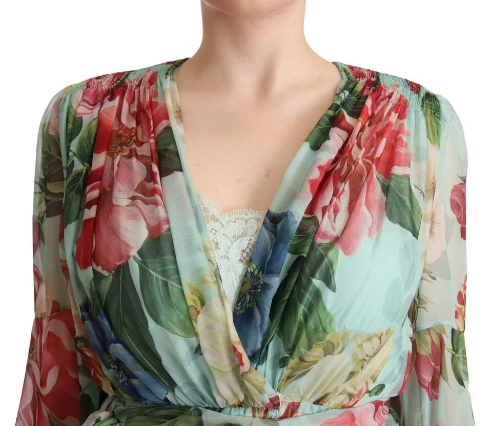 Dolce &amp; Gabbana – Midi-Wickelkleid aus Seide mit Blumenmuster