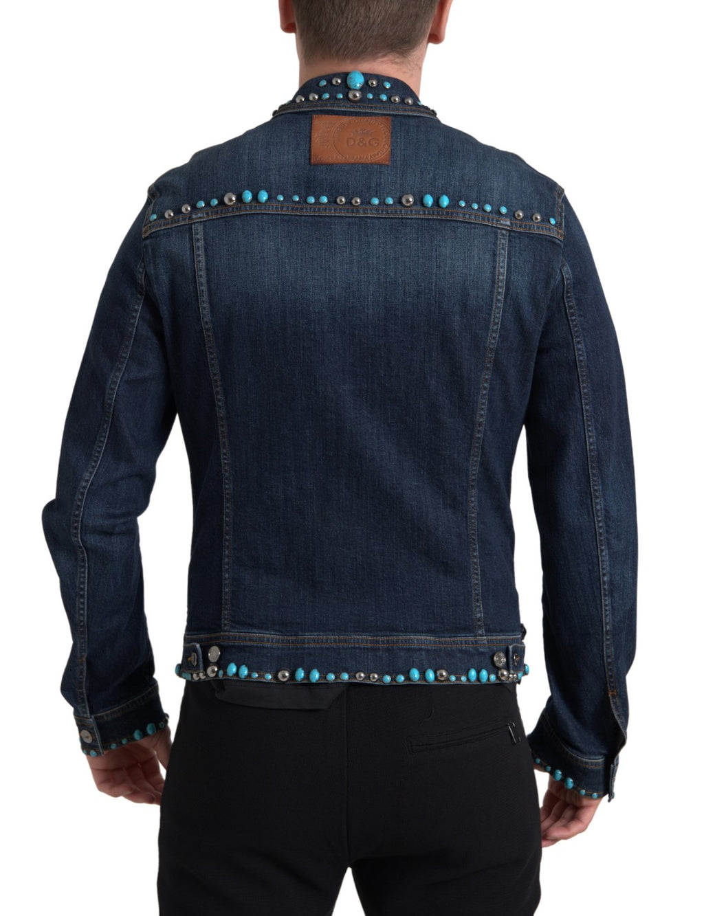 Dolce &amp; Gabbana – Verzierte Jeansjacke in Türkis