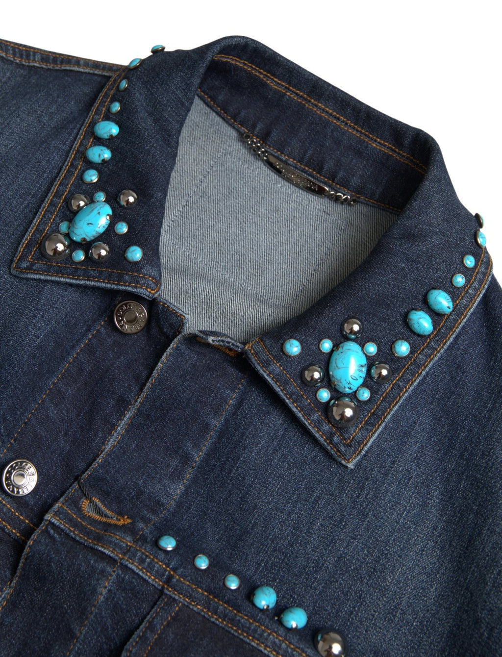 Dolce &amp; Gabbana – Verzierte Jeansjacke in Türkis