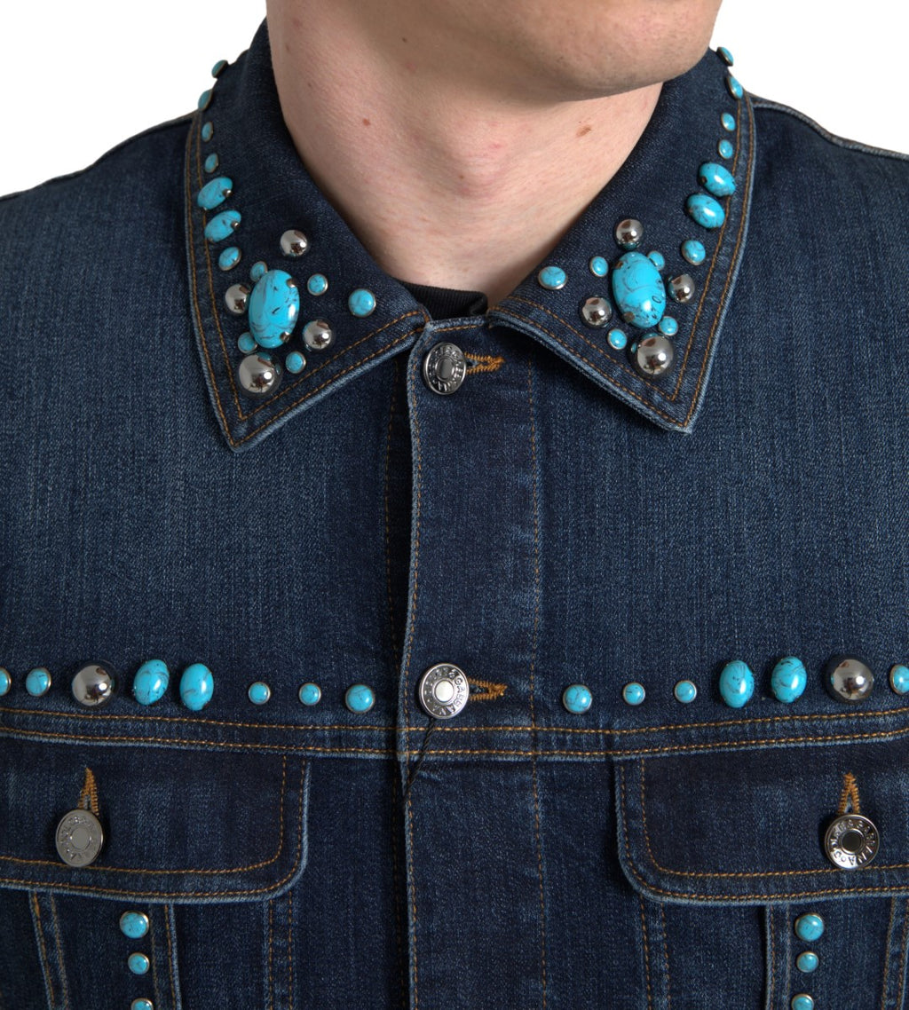 Dolce &amp; Gabbana – Verzierte Jeansjacke in Türkis