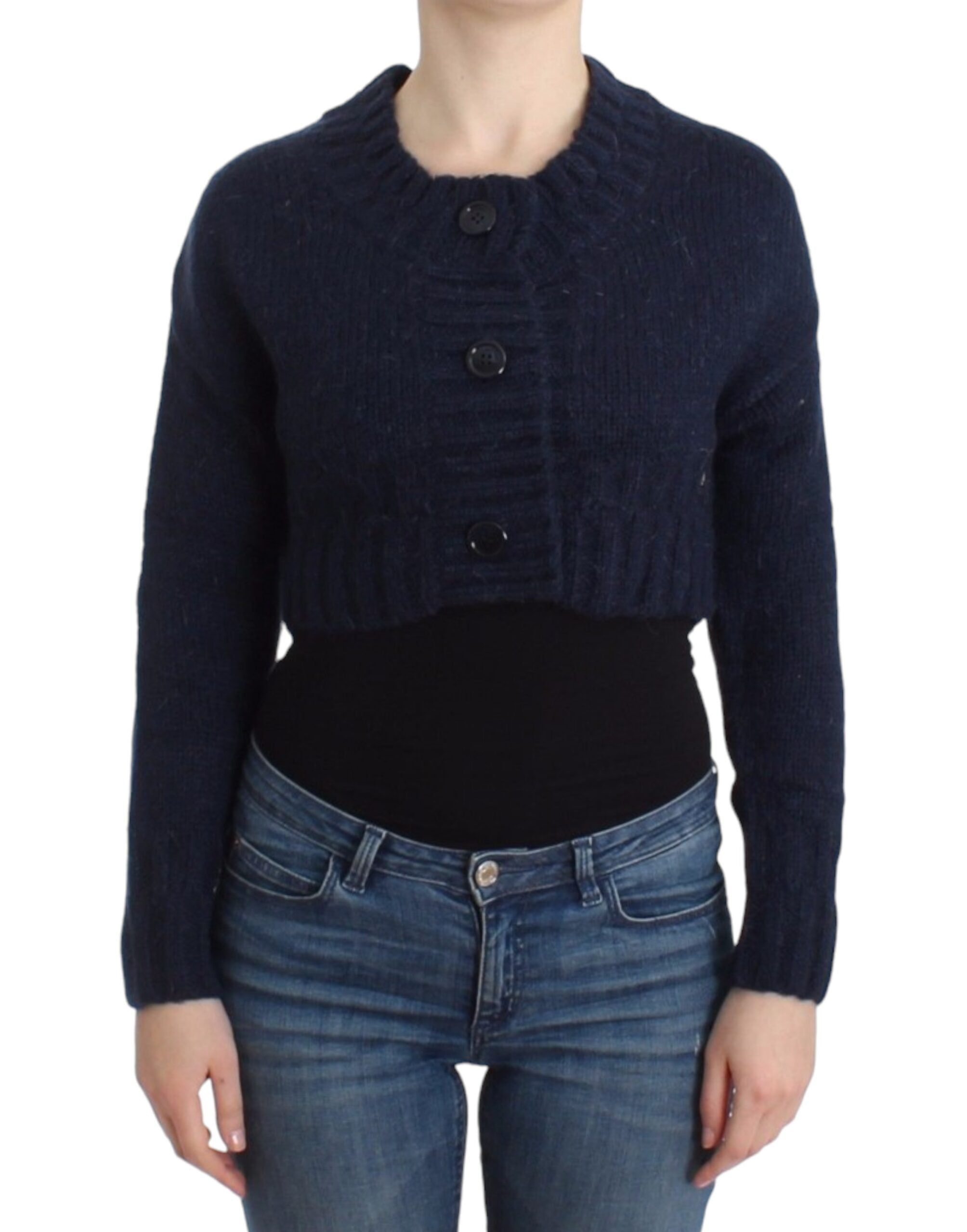 John Galliano Schicker blauer Cropped Cardigan - Siebentaschen