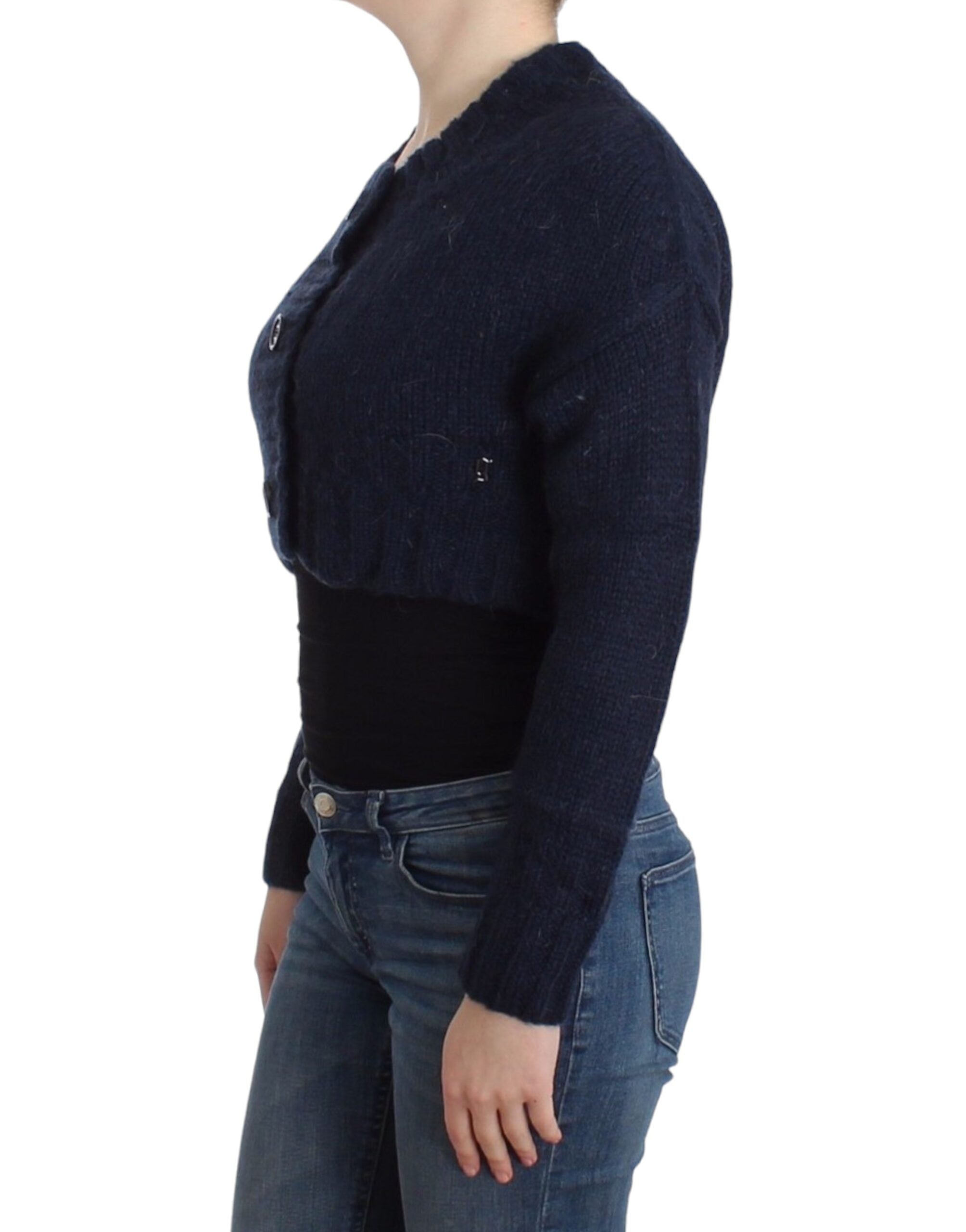 John Galliano Schicker blauer Cropped Cardigan - Siebentaschen