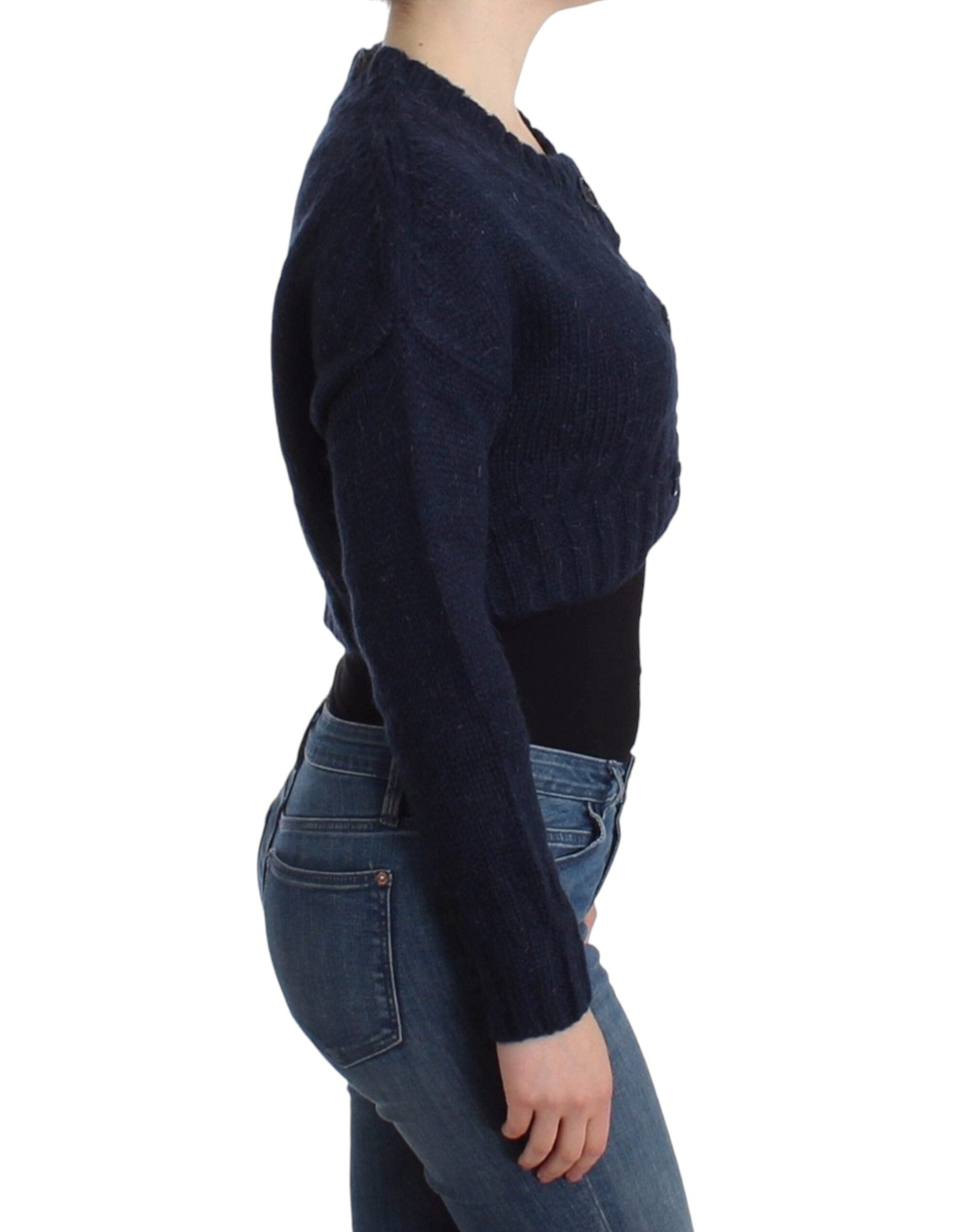 John Galliano Schicker blauer Cropped Cardigan - Siebentaschen