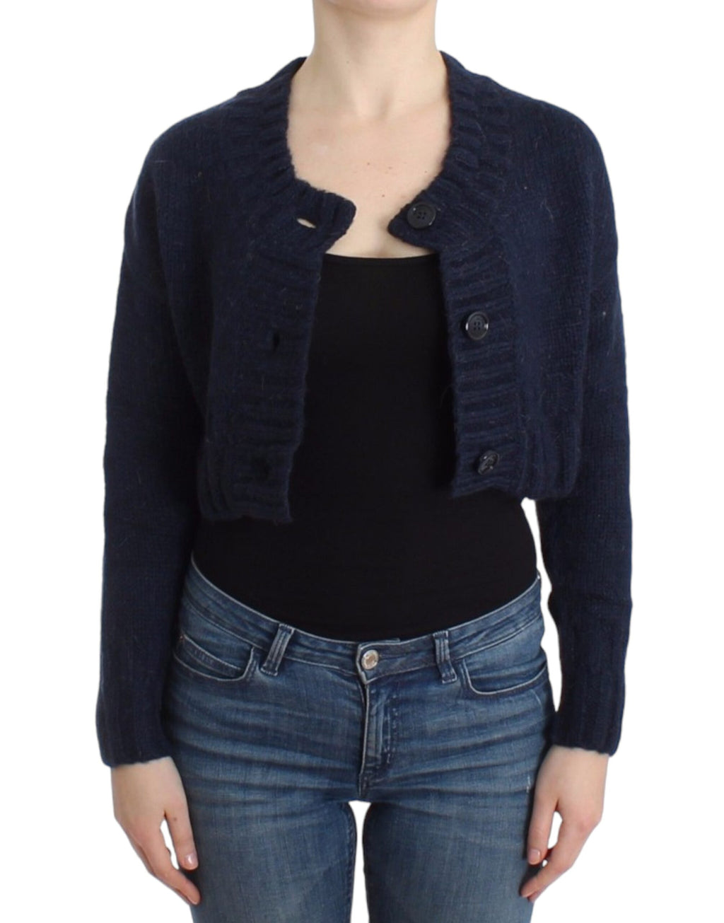 John Galliano Schicker blauer Cropped Cardigan - Siebentaschen
