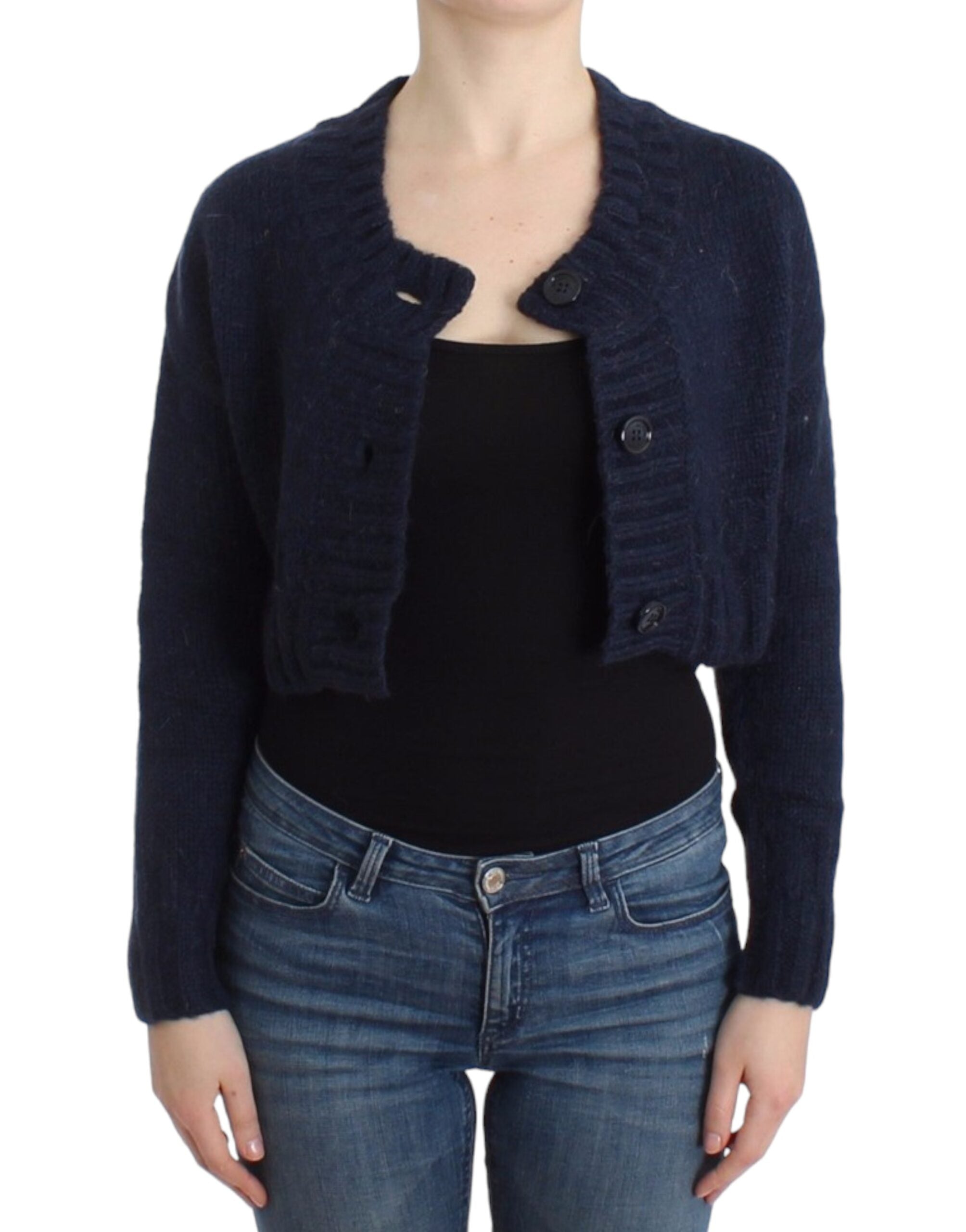 John Galliano Schicker blauer Cropped Cardigan - Siebentaschen