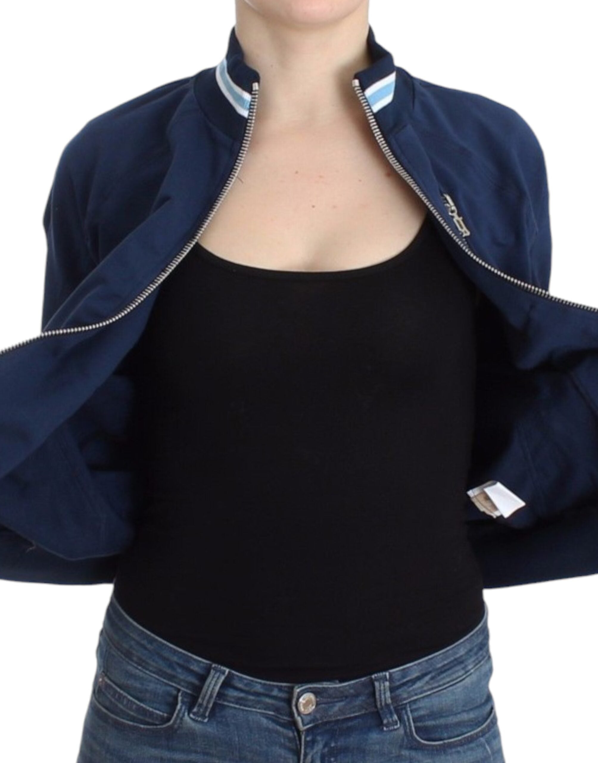 John Galliano Schicke blaue Strickjacke mit Reißverschluss und Logo-Detail - Siebentaschen