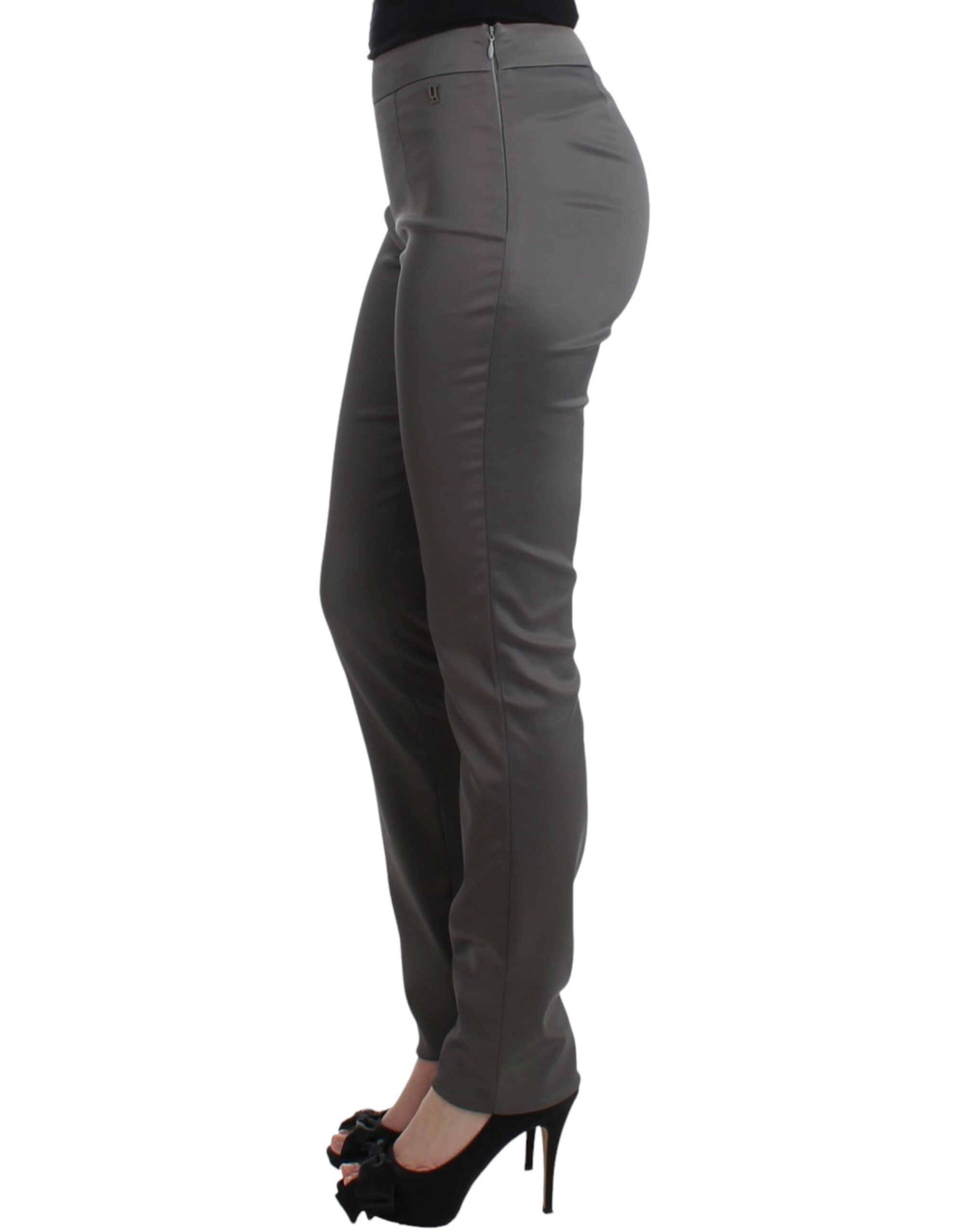 John Galliano Schicke graue Slim-Fit Designer-Hose - Siebentaschen