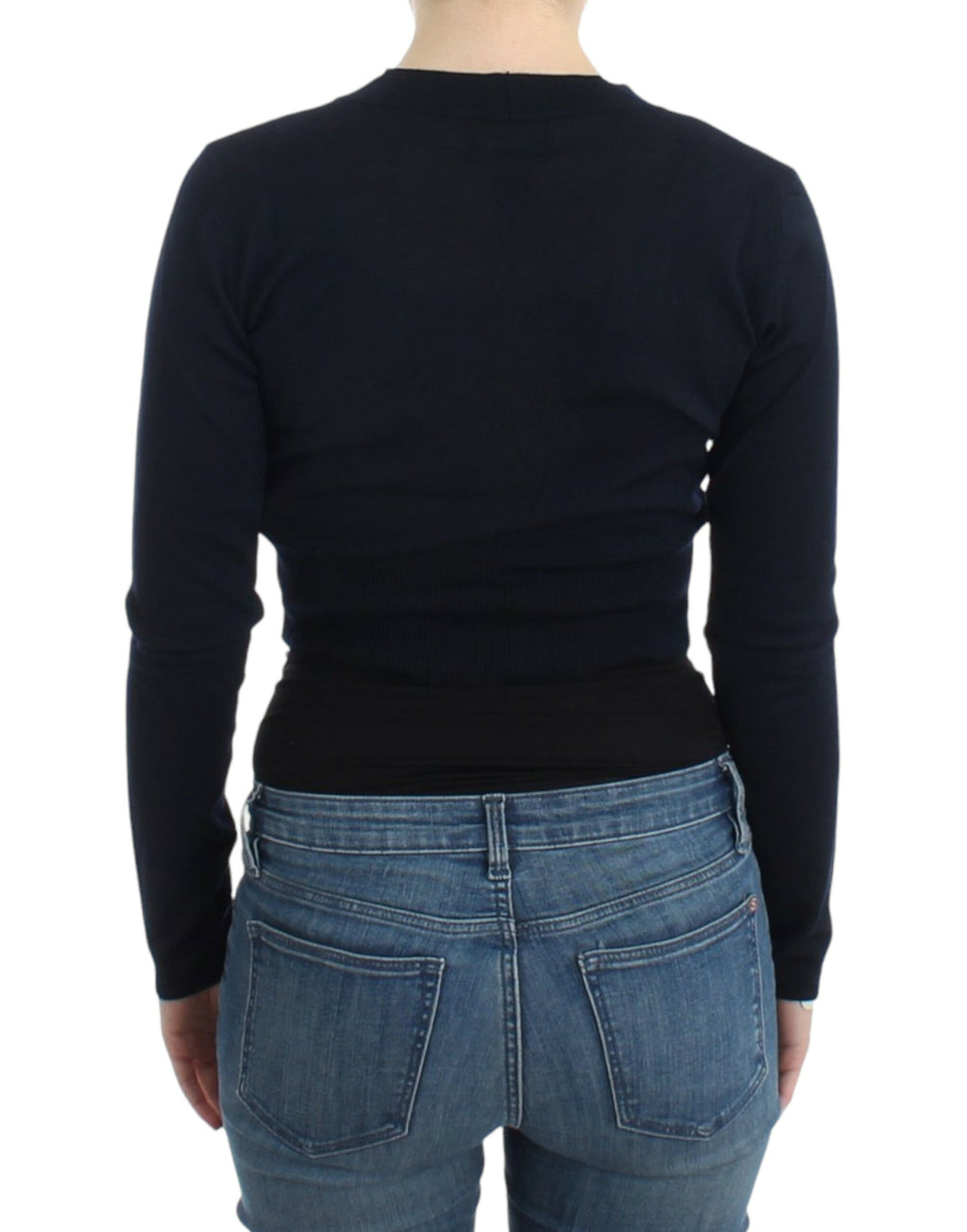 Cavalli – Elegante schwarze, kurze Strickjacke aus Schurwolle