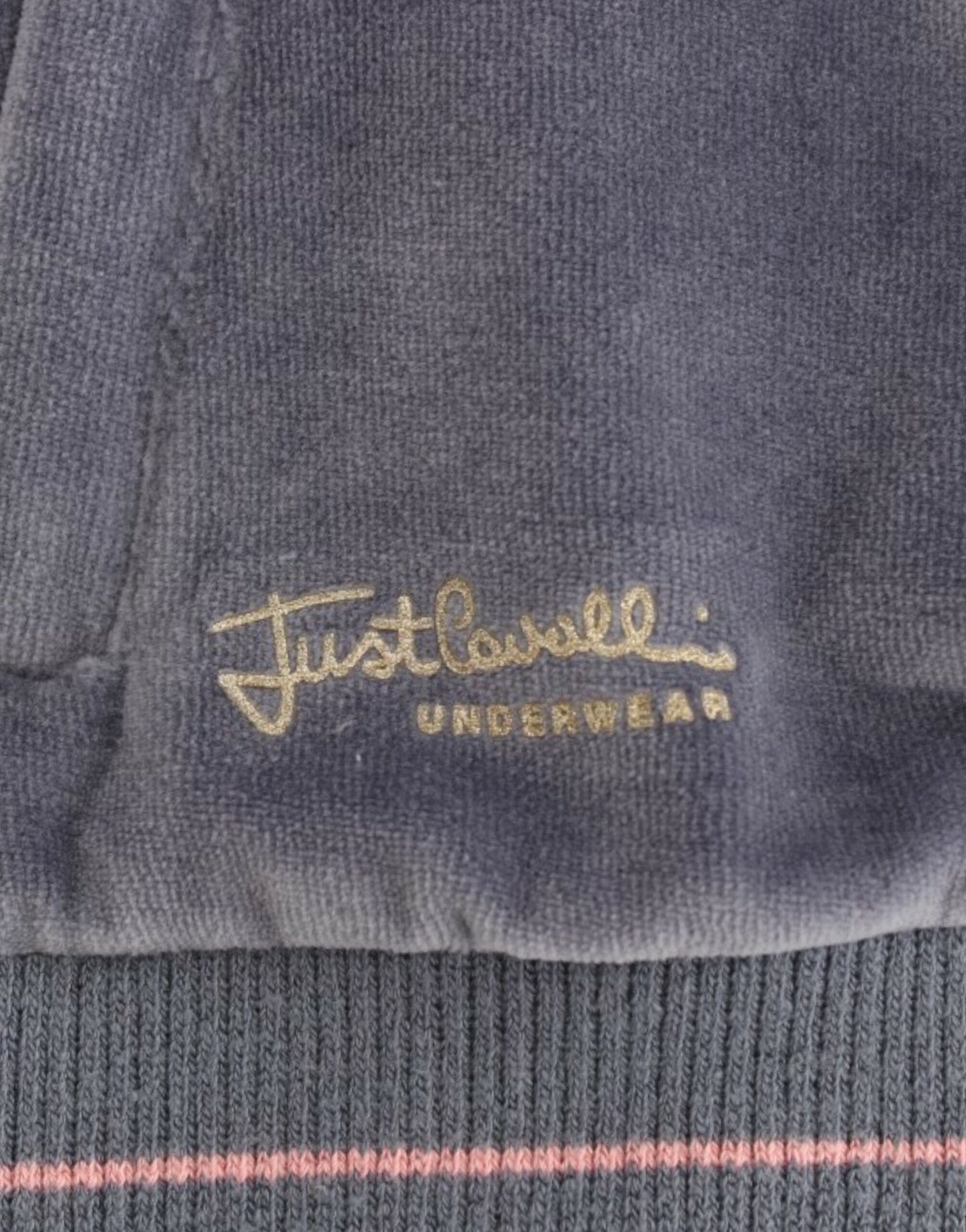 Cavalli Elegante blaue Strickjacke mit Reißverschluss und goldenen Details