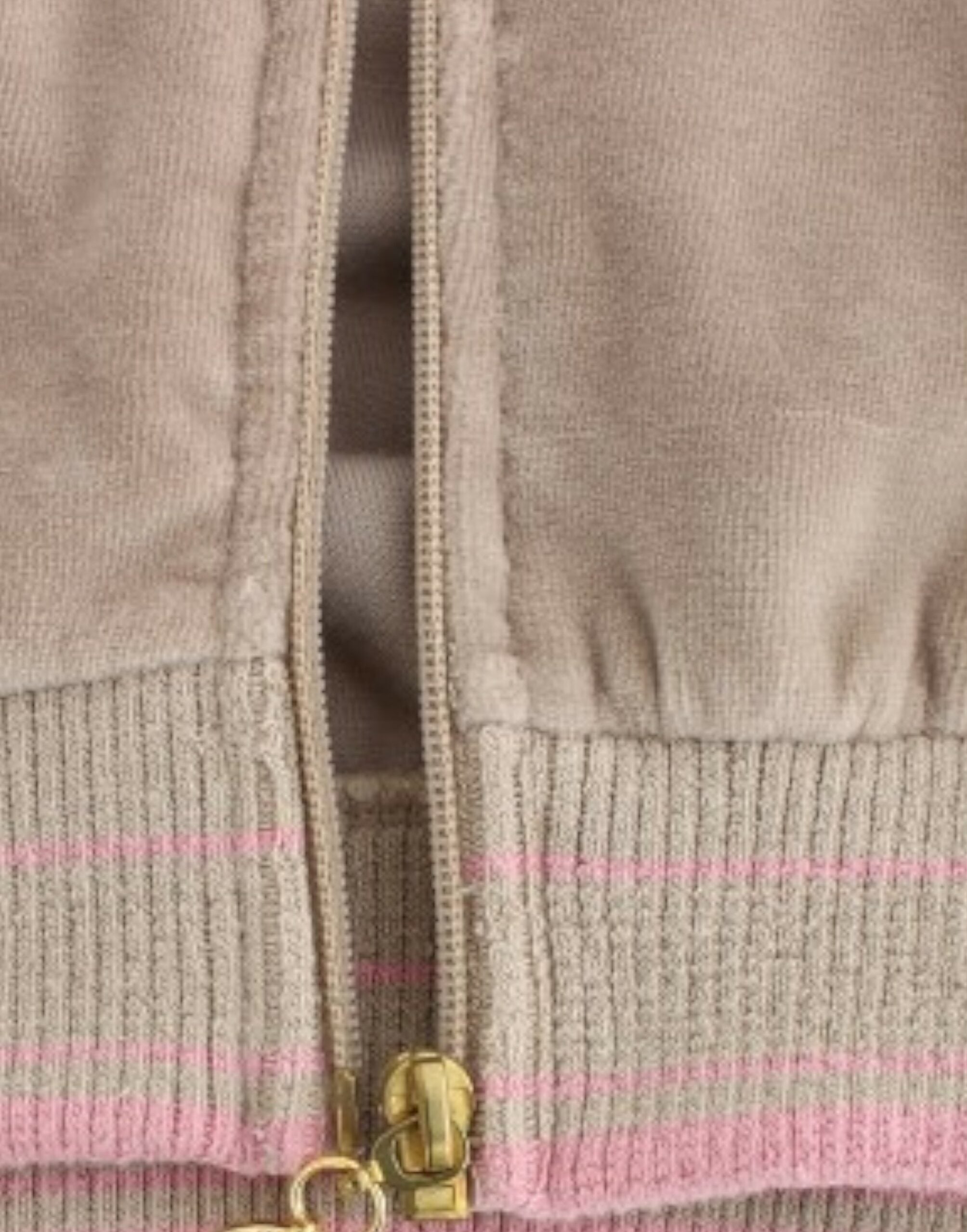 Cavalli – Beige Strickjacke mit Reißverschluss und goldfarbenen Akzenten