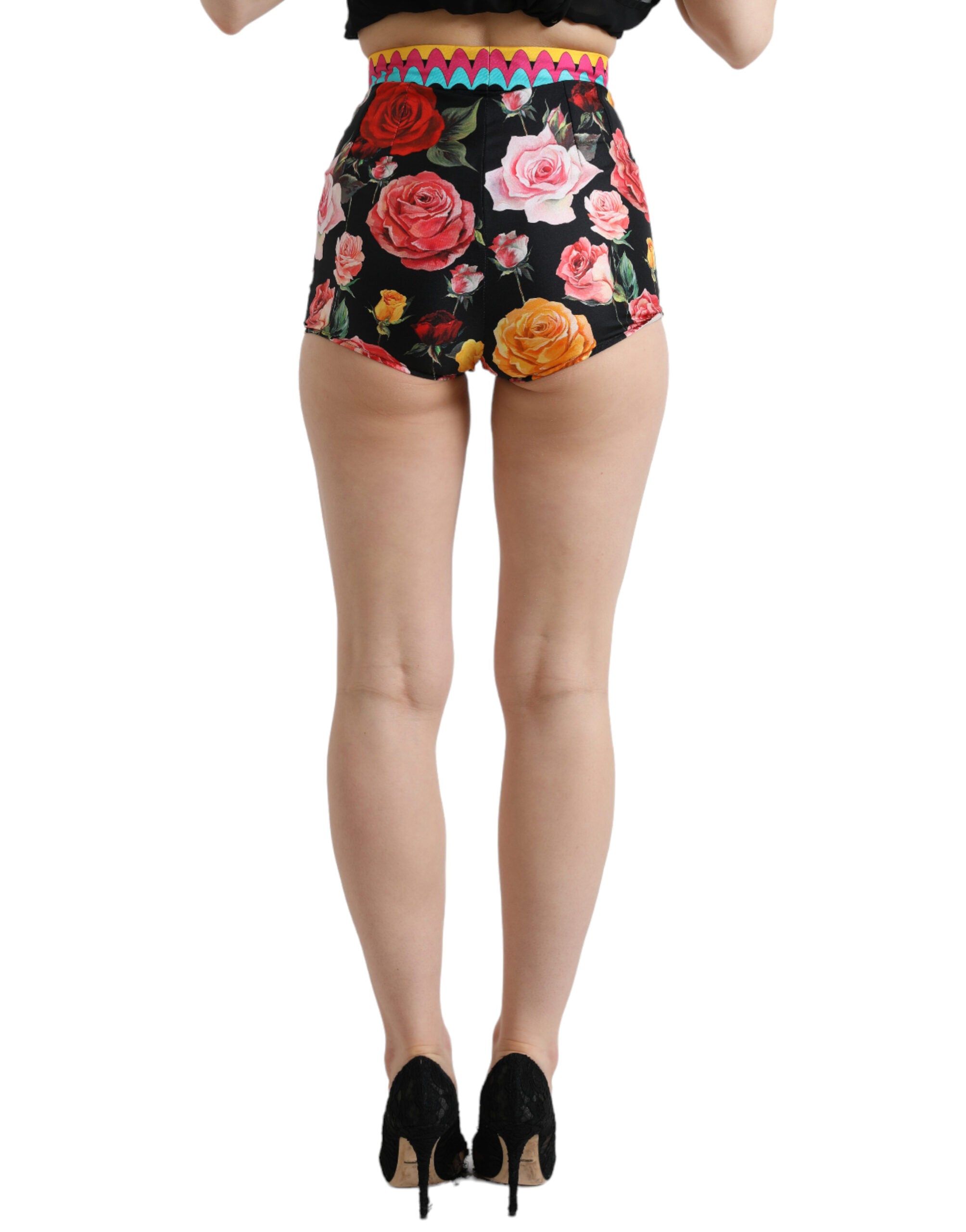 Dolce &amp; Gabbana Mehrfarbige Hotpants aus Seide mit hoher Taille