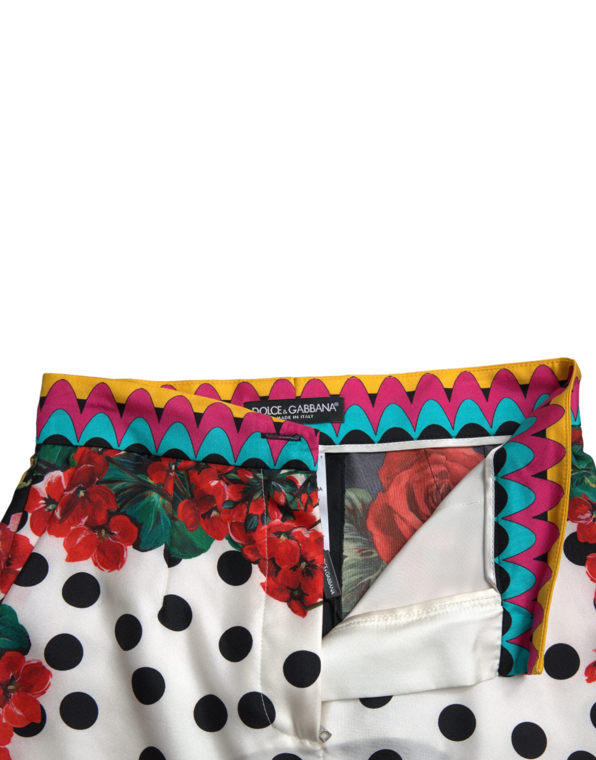 Dolce &amp; Gabbana Mehrfarbige Hotpants aus Seide mit hoher Taille