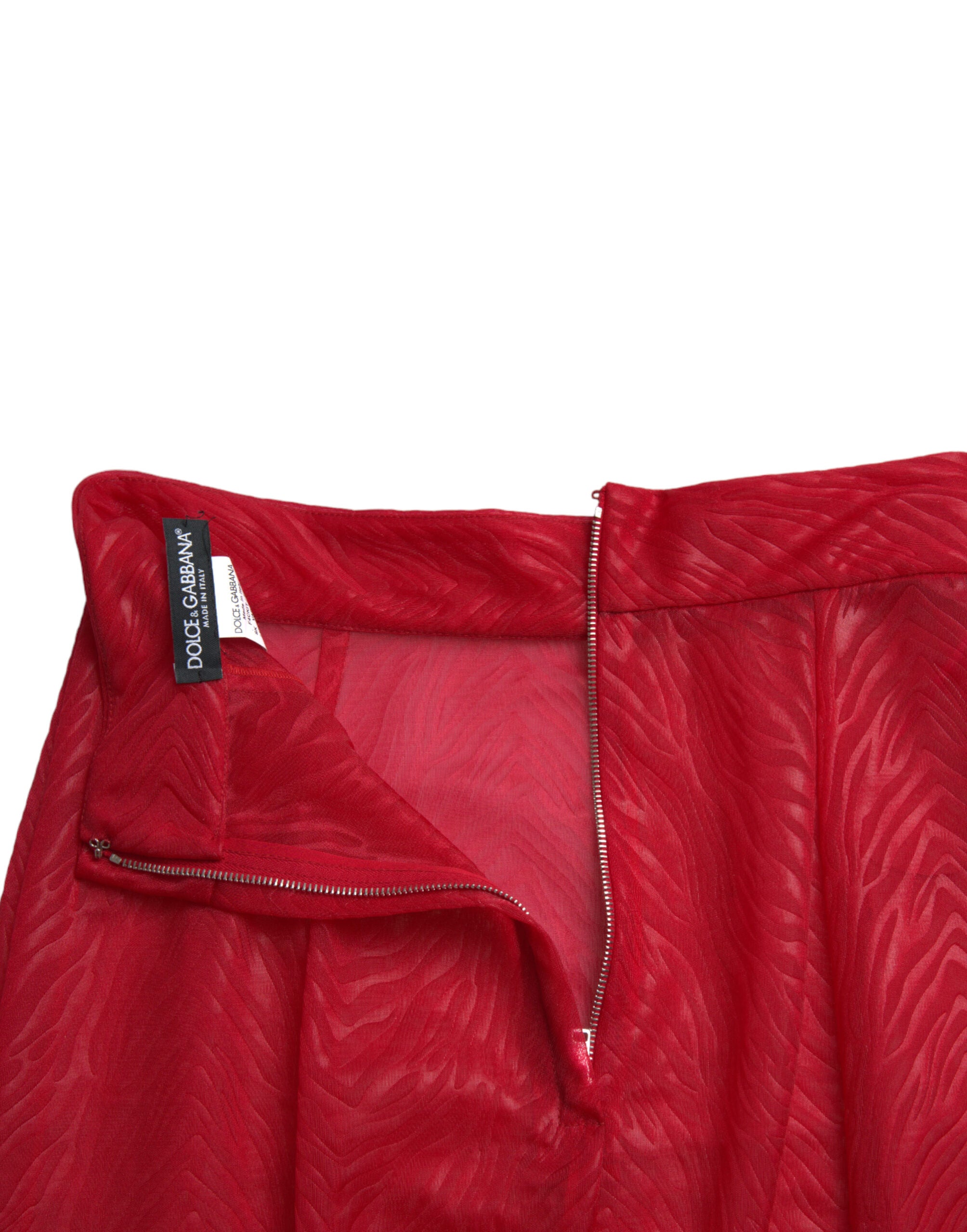 Dolce &amp; Gabbana – Schicker, roter, transparenter Midirock mit hoher Taille