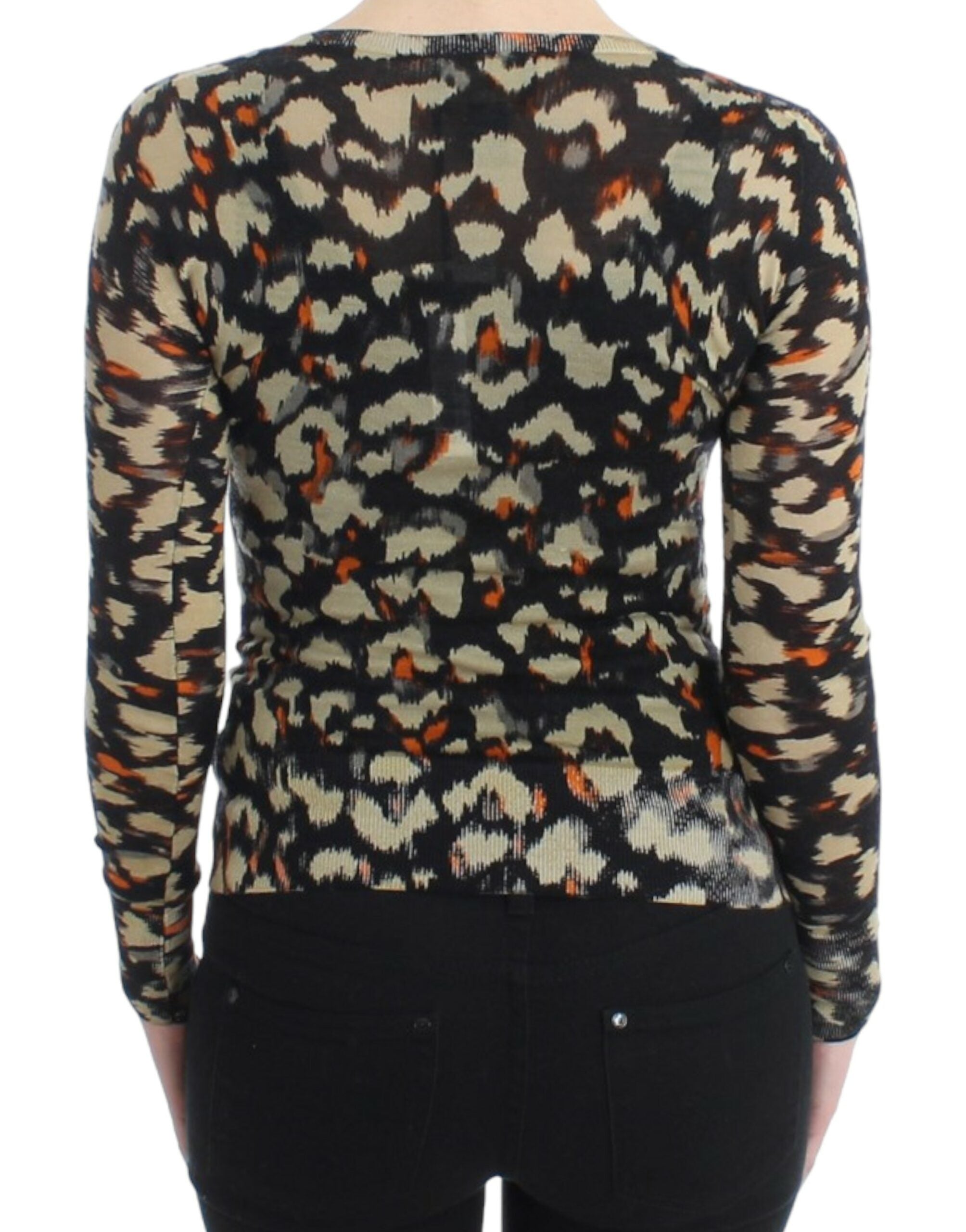 Cavalli – Eleganter, mehrfarbiger Wollpullover mit V-Ausschnitt
