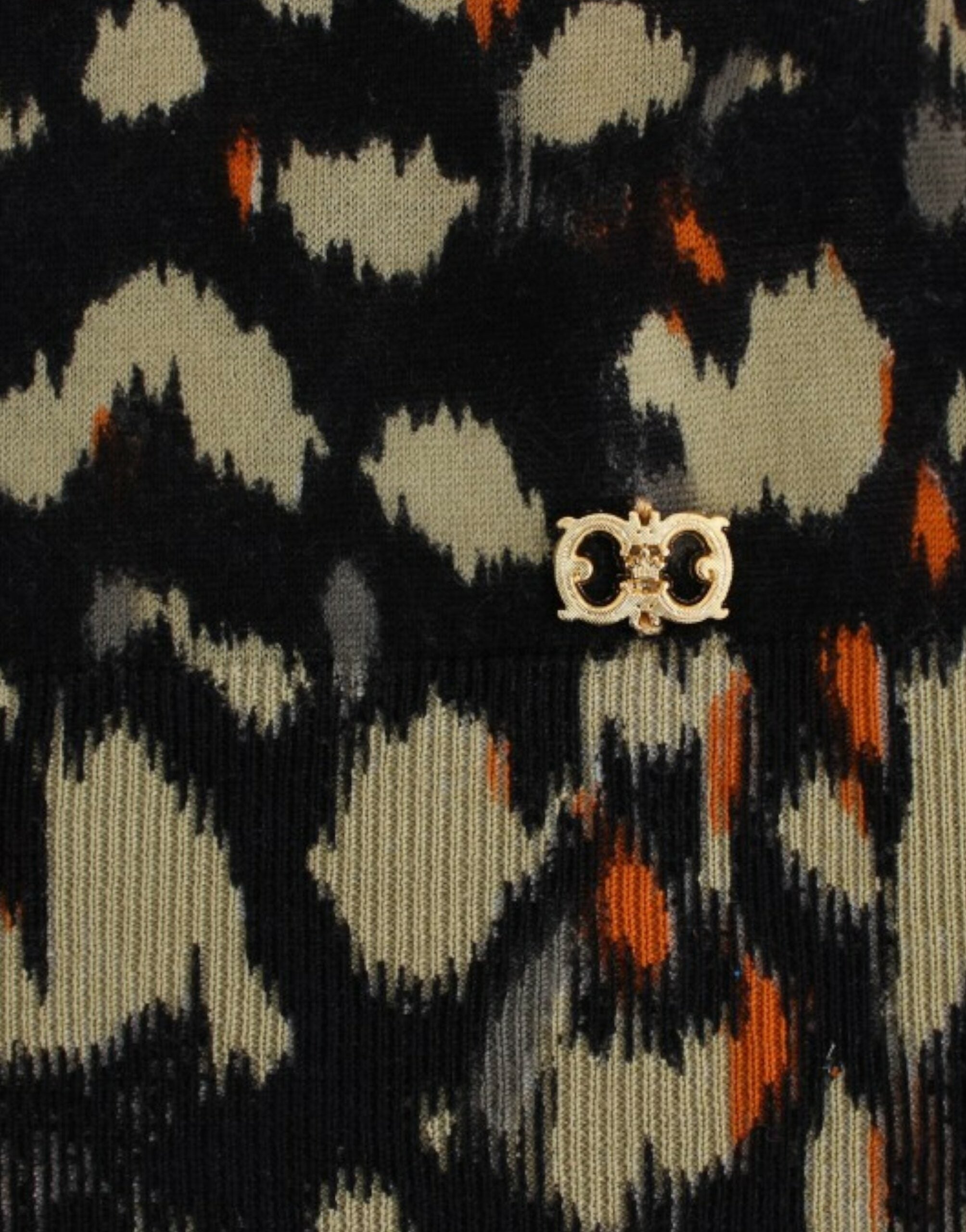 Cavalli – Eleganter, mehrfarbiger Wollpullover mit V-Ausschnitt