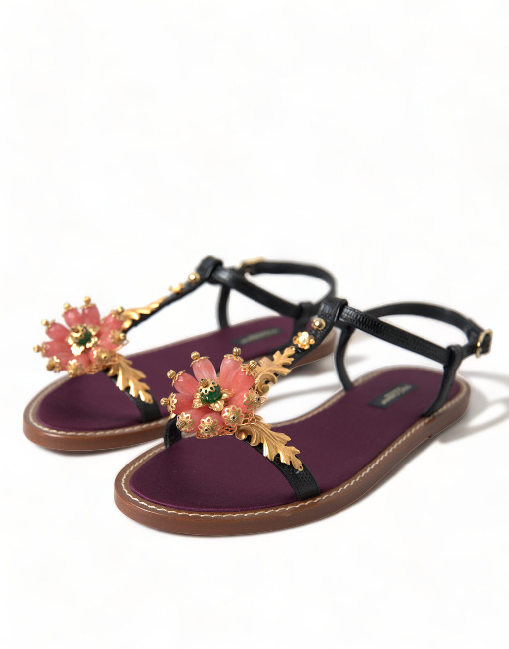 Dolce &amp; Gabbana Elegante, kristallverzierte flache Sandalen