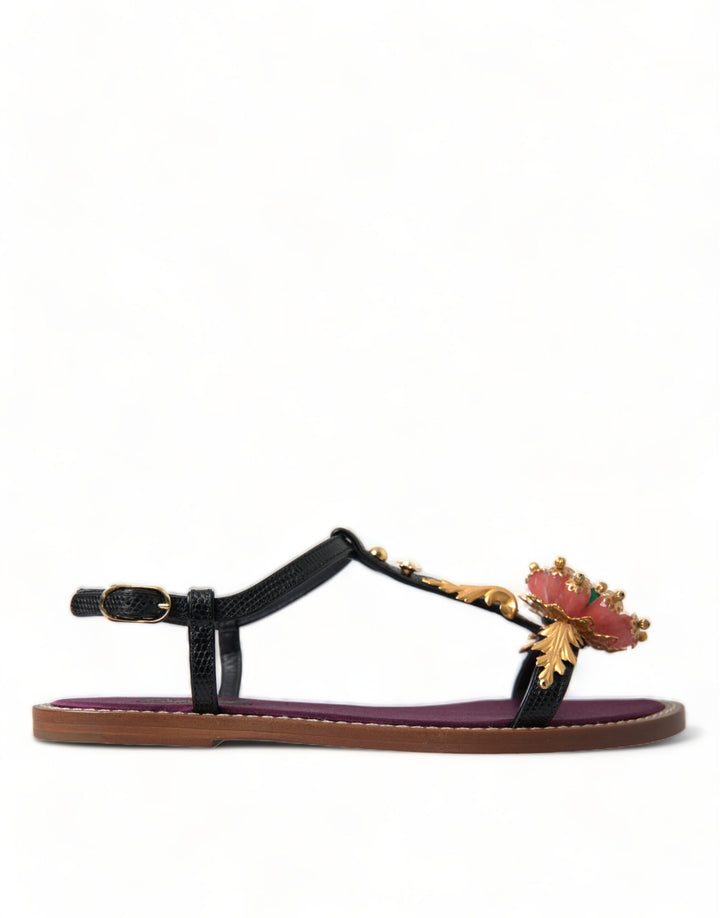 Dolce &amp; Gabbana Elegante, kristallverzierte flache Sandalen