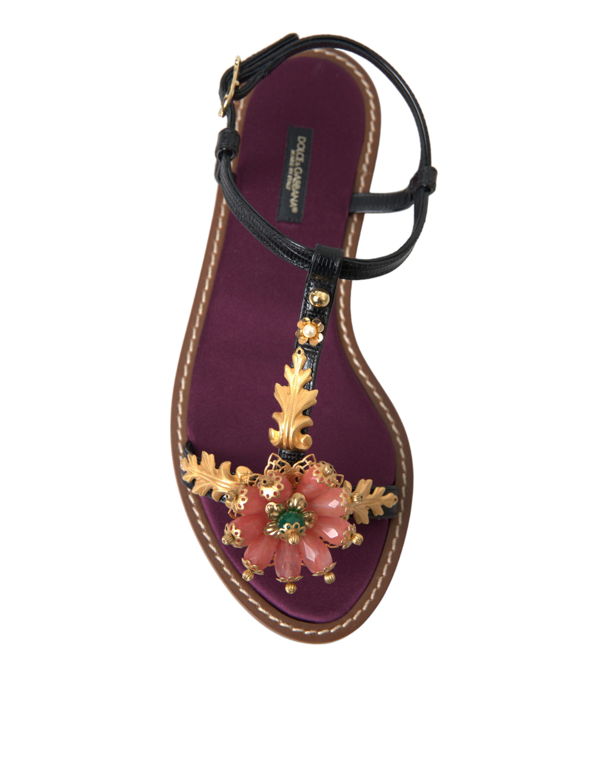 Dolce &amp; Gabbana Elegante, kristallverzierte flache Sandalen