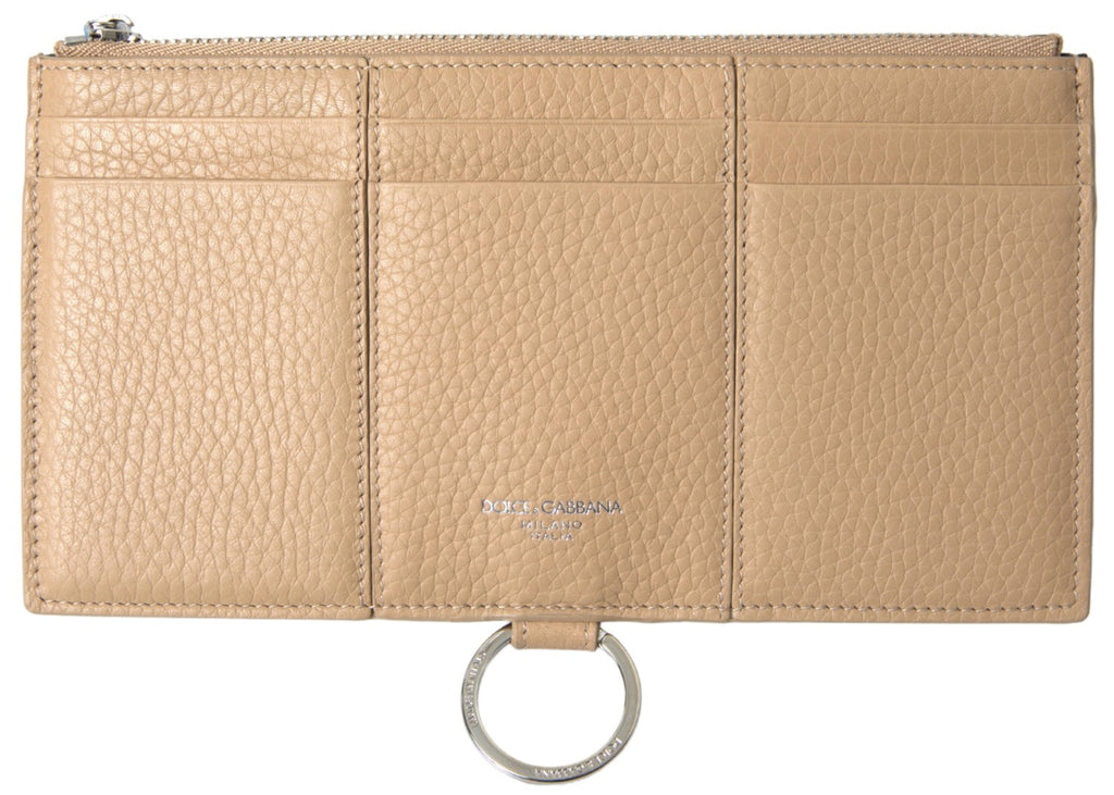 Dolce &amp; Gabbana – Elegante beige Lederbrieftasche mit abnehmbarem Riemen