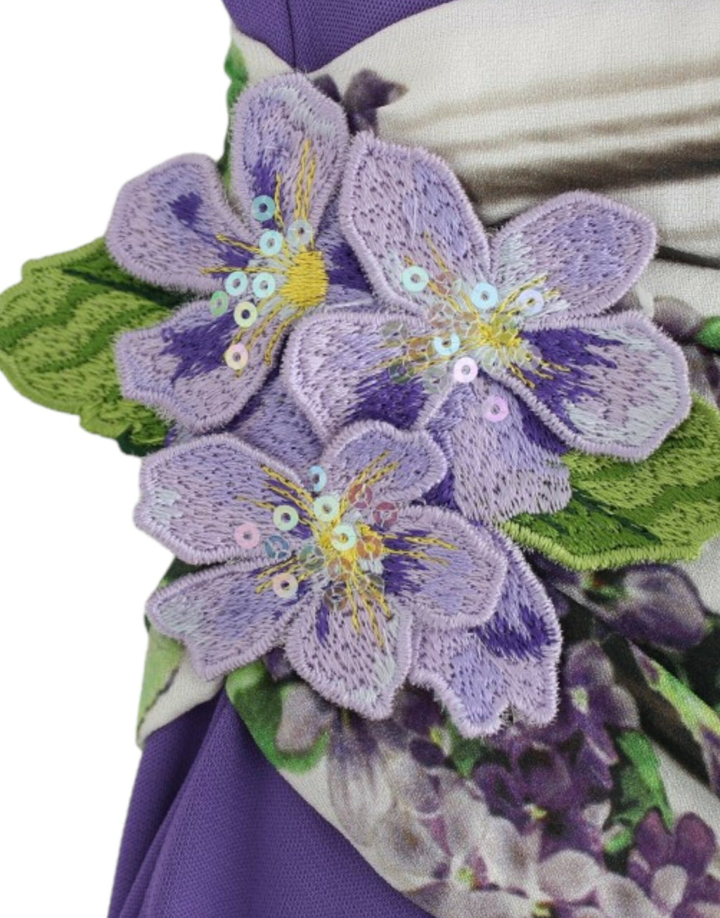 Cavalli – Elegantes Jerseykleid mit Blumenmuster in Lila