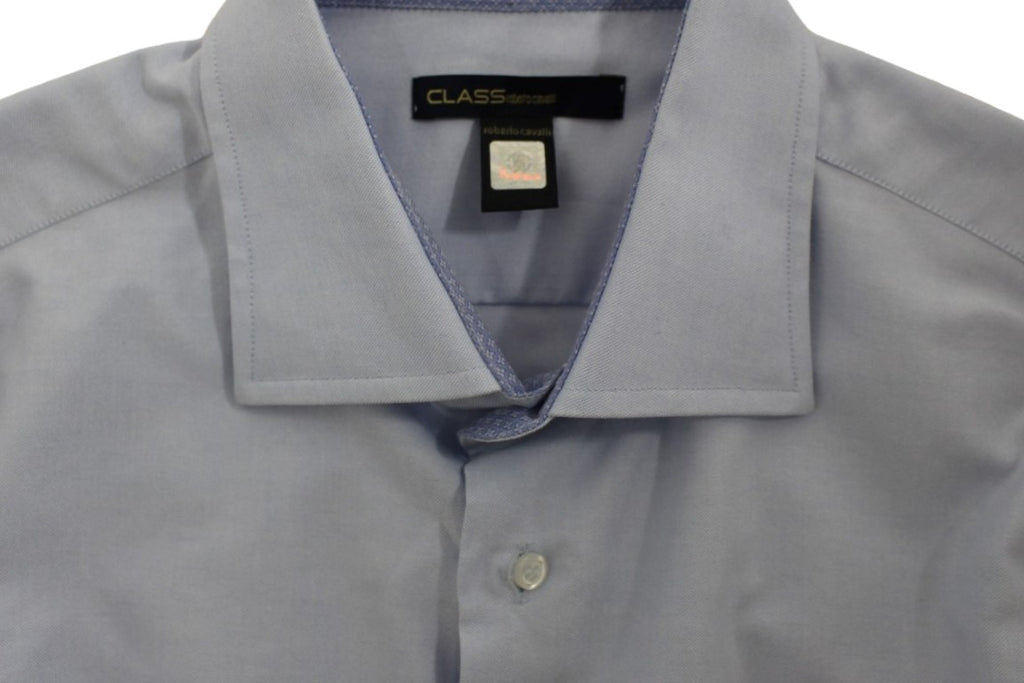 Cavalli Elegantes hellblaues italienisches Baumwollhemd