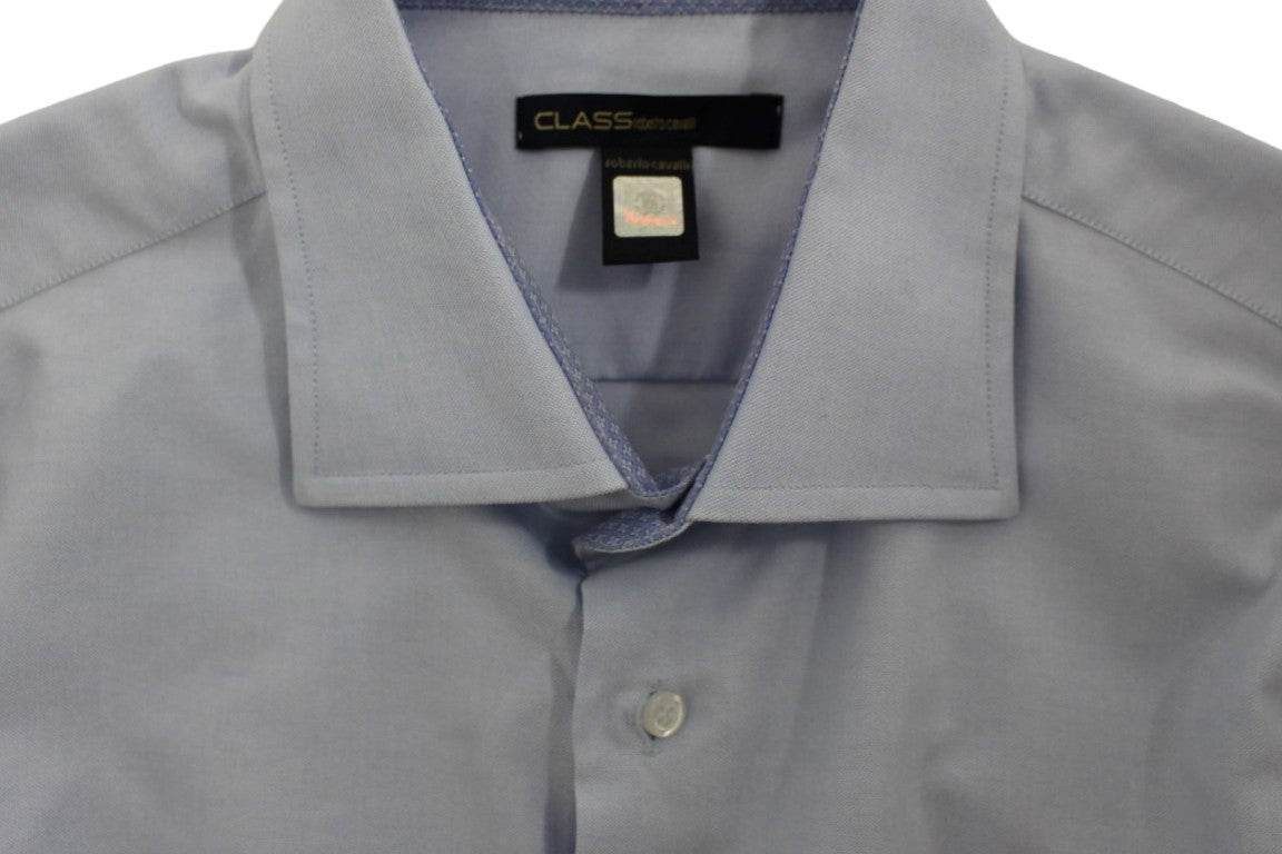 Cavalli Elegantes hellblaues italienisches Baumwollhemd