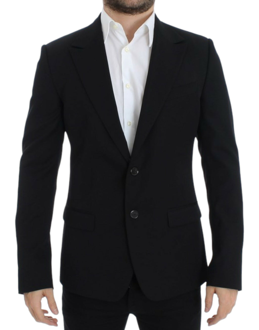 Dolce &amp; Gabbana Eleganter Slim Fit Blazer aus schwarzer Wolle