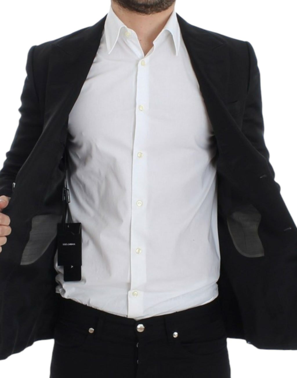 Dolce &amp; Gabbana – Eleganter schwarzer Blazer aus Seidenmischung mit zwei Knöpfen