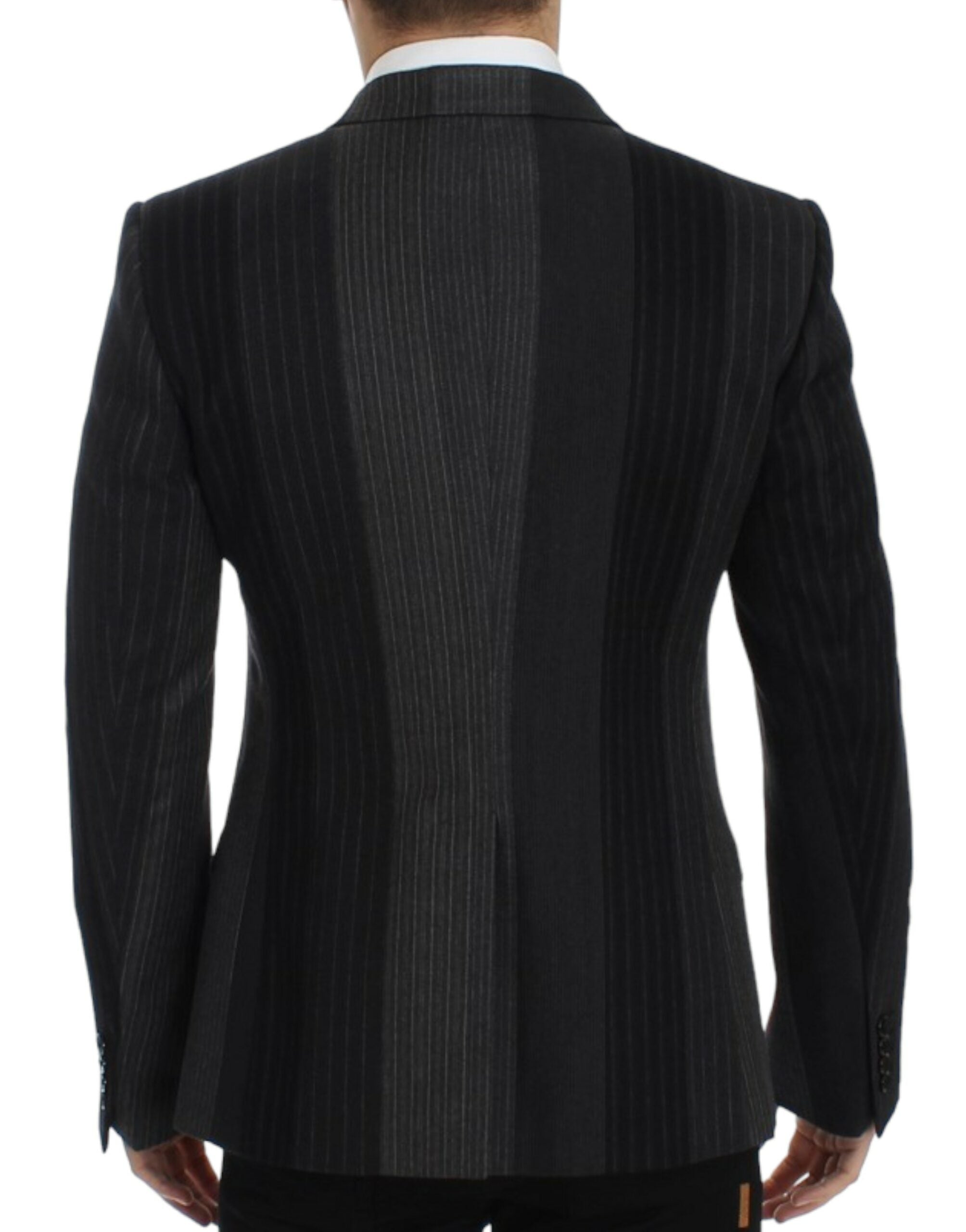 Dolce &amp; Gabbana Eleganter, grau gestreifter Slim-Blazer aus Wolle