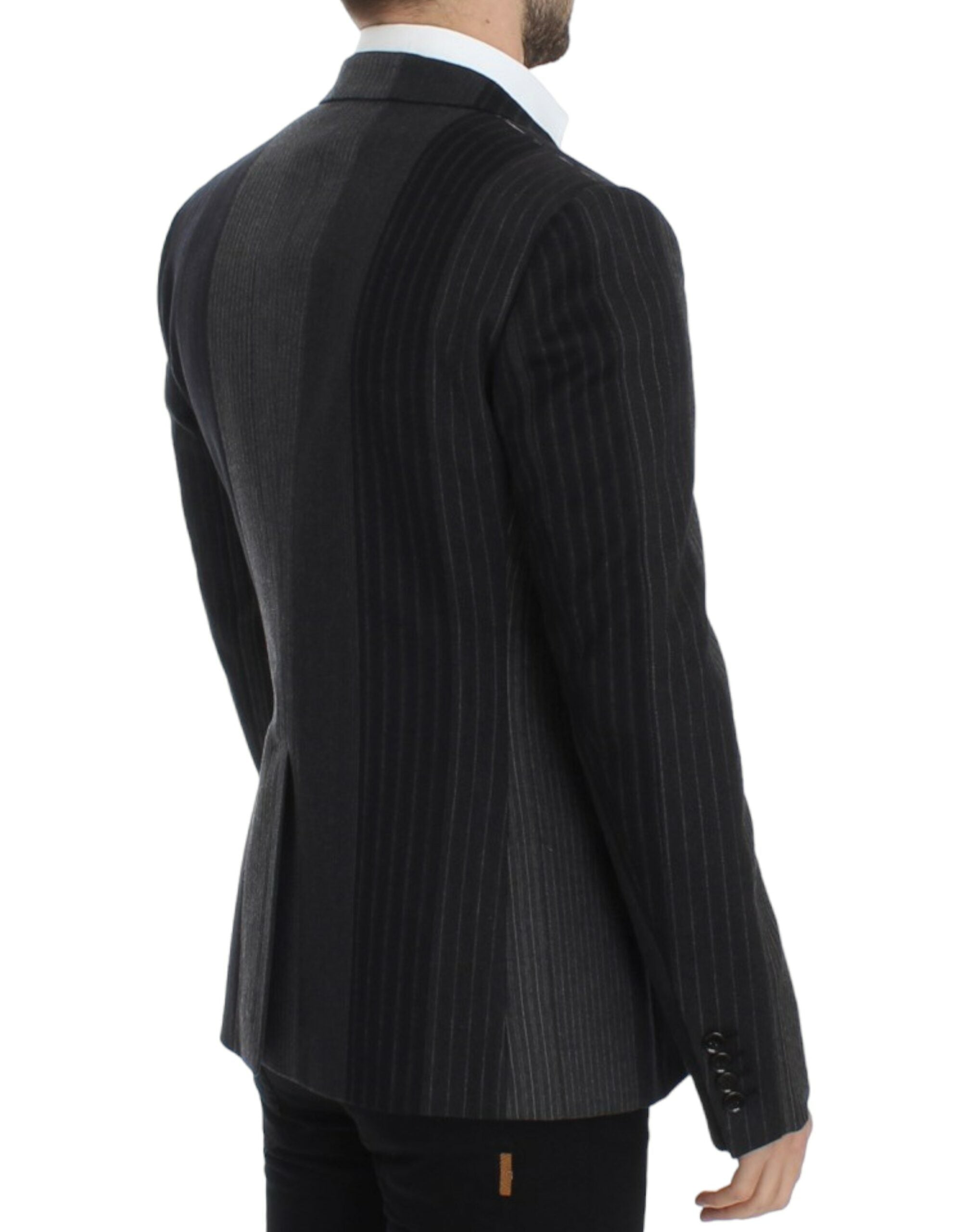 Dolce &amp; Gabbana Eleganter, grau gestreifter Slim-Blazer aus Wolle