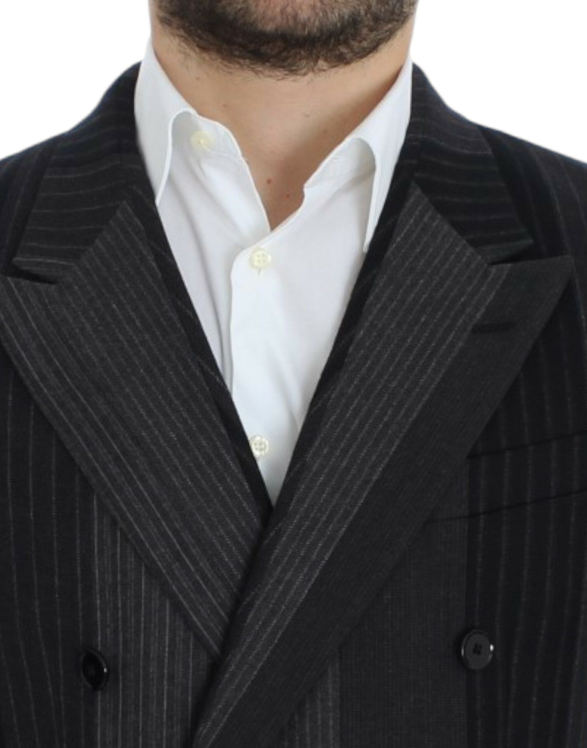 Dolce &amp; Gabbana Eleganter, grau gestreifter Slim-Blazer aus Wolle