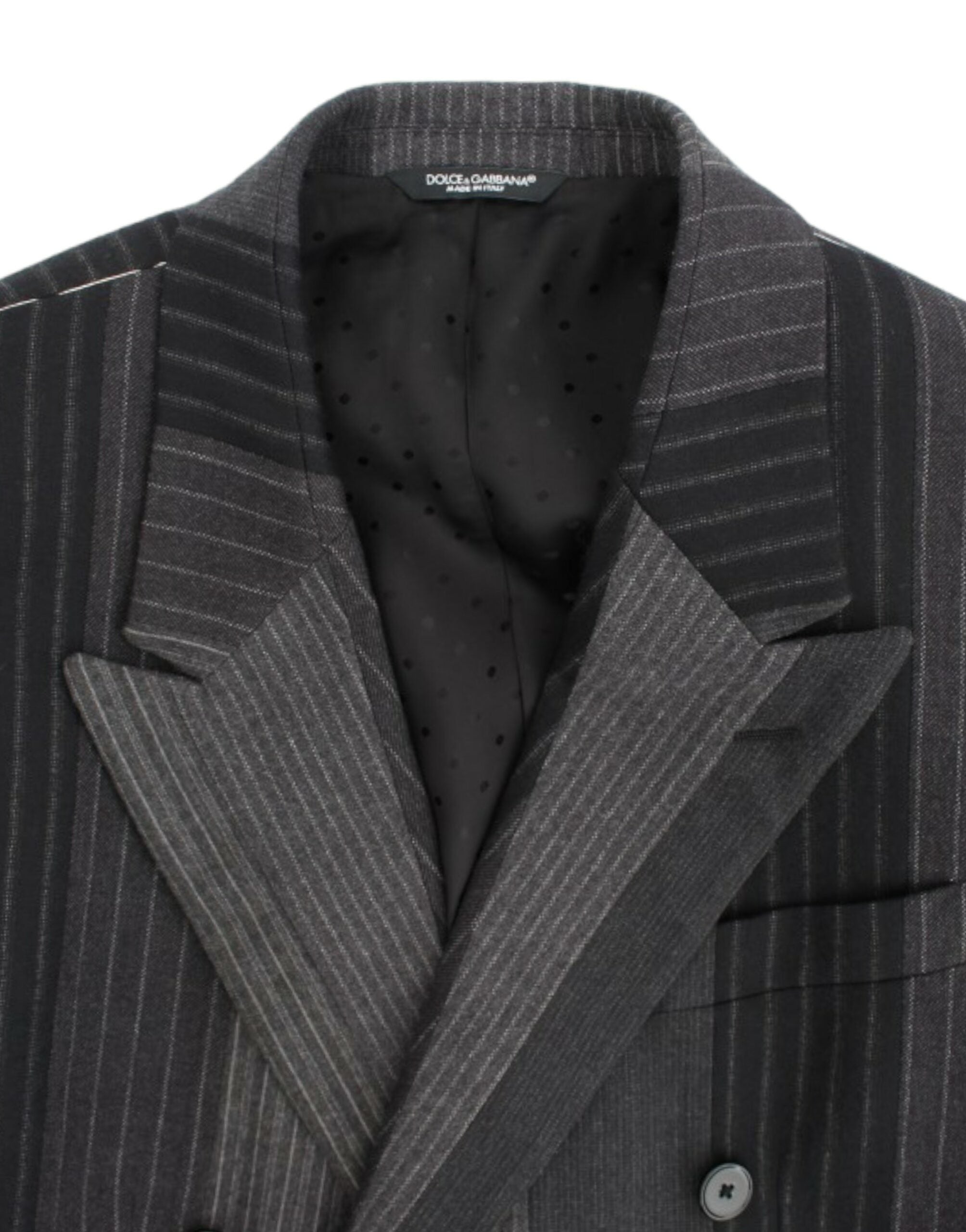 Dolce &amp; Gabbana Eleganter, grau gestreifter Slim-Blazer aus Wolle
