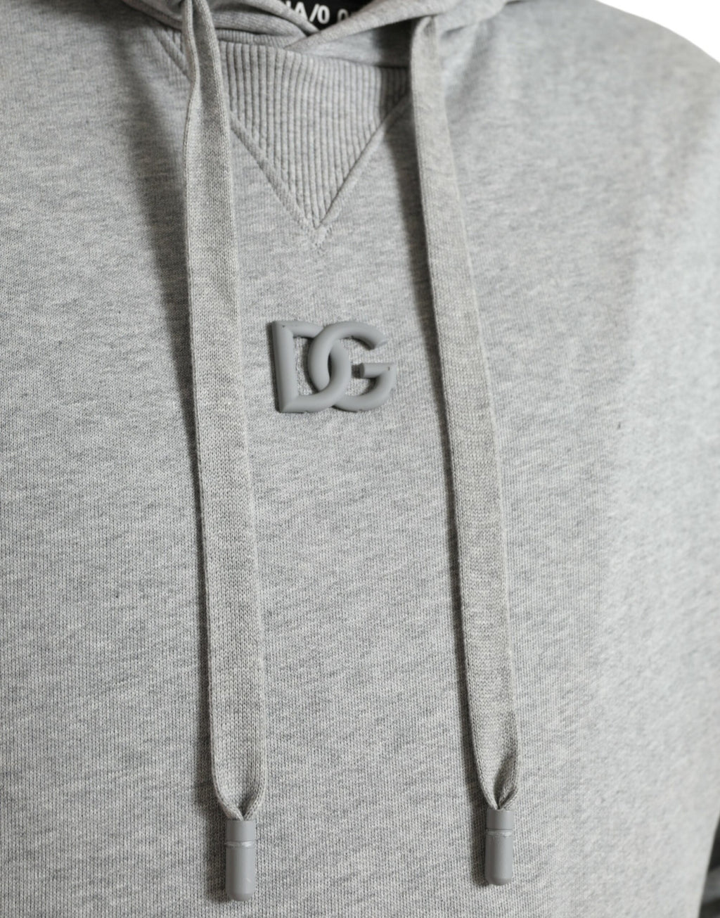 Dolce &amp; Gabbana Chic Grauer Baumwollpullover mit Kapuze und Logo