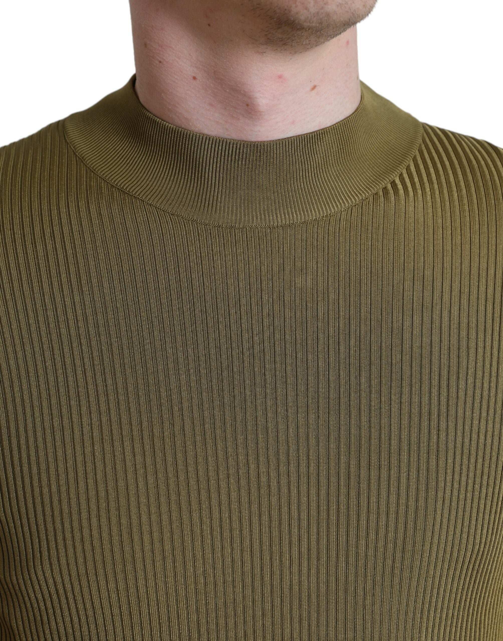 Dolce &amp; Gabbana – Armeegrüner Viskose-Pullover mit Rundhalsausschnitt