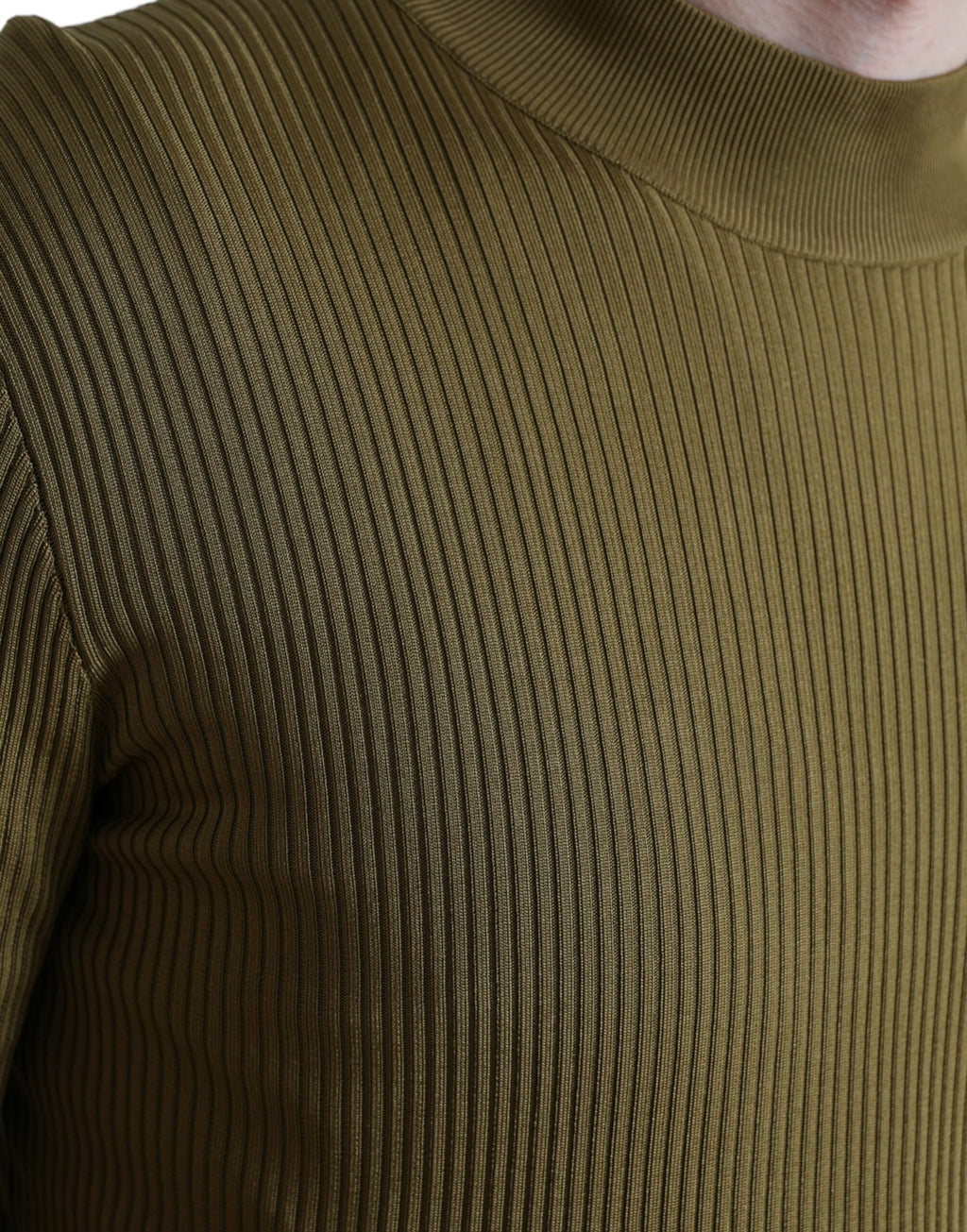 Dolce &amp; Gabbana – Armeegrüner Viskose-Pullover mit Rundhalsausschnitt