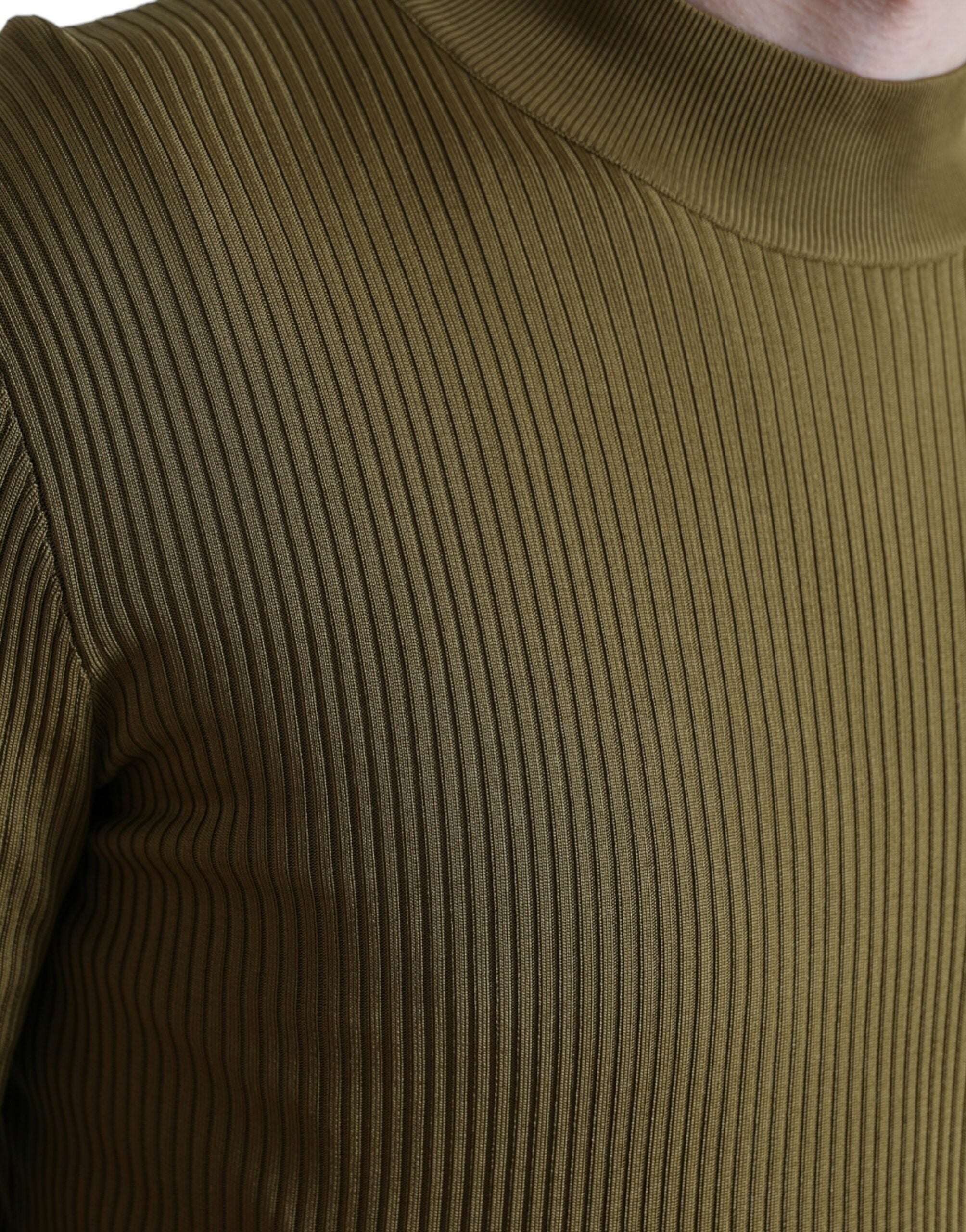 Dolce &amp; Gabbana – Armeegrüner Viskose-Pullover mit Rundhalsausschnitt